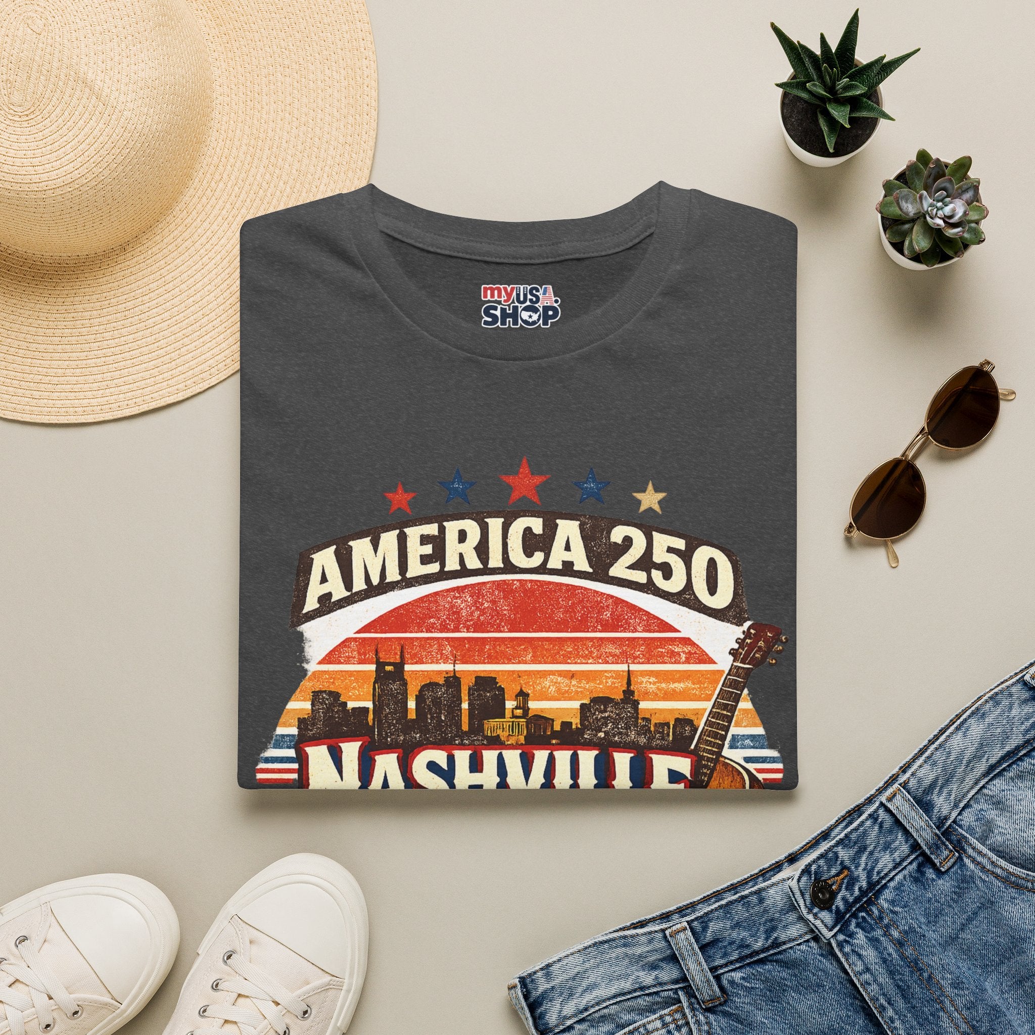 America 250 Nashville Tennessee T-Shirt — Patriotic Music City Graphic Tee