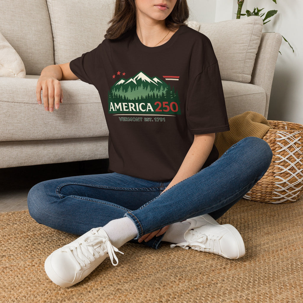 America 250 – Vermont Est. 1791 Mountain Star Vintage Tee Design