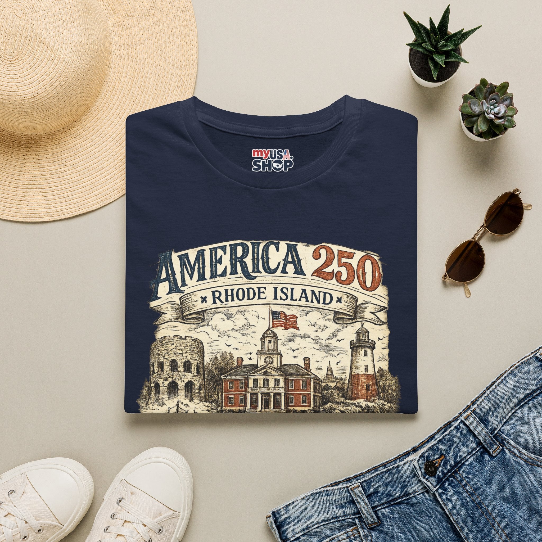 America 250 Rhode Island Shirt — Birthplace of Liberty Heritage Tee