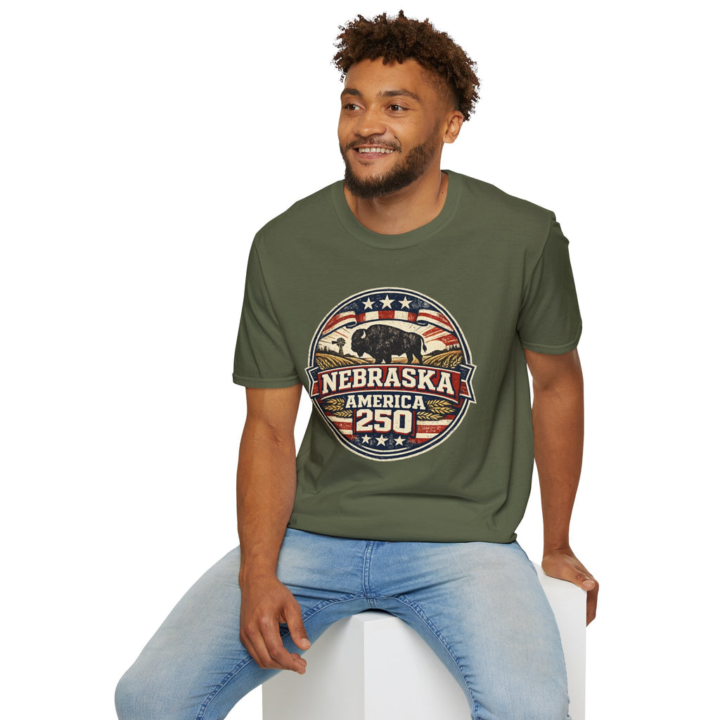 Nebraska Buffalo Retro T-Shirt — America 250 Vintage State Pride Tee