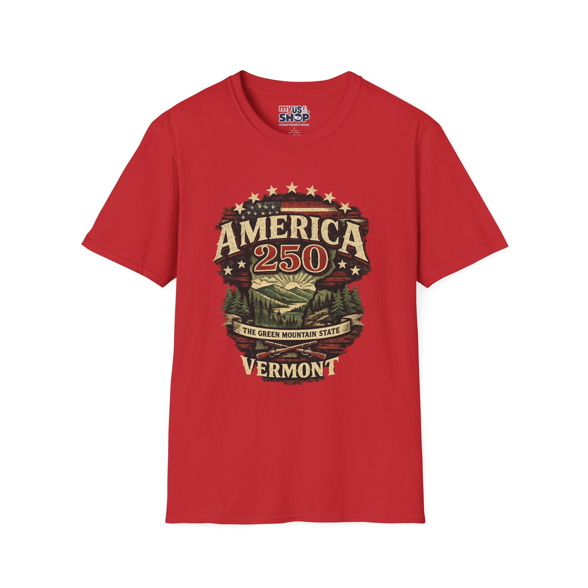 America 250 – Vermont “The Green Mountain State” Vintage Tee Design