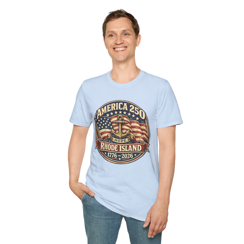America 250 Rhode Island Shirt — Hope Anchor Patriotic Graphic Tee