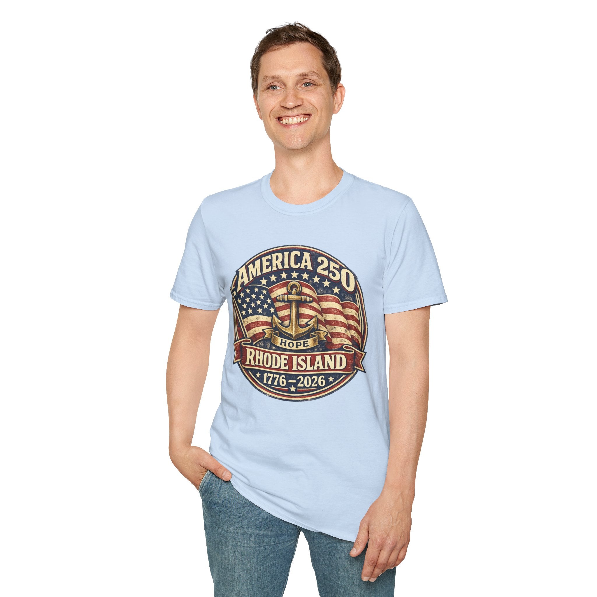 America 250 Rhode Island Shirt — Hope Anchor Patriotic Graphic Tee