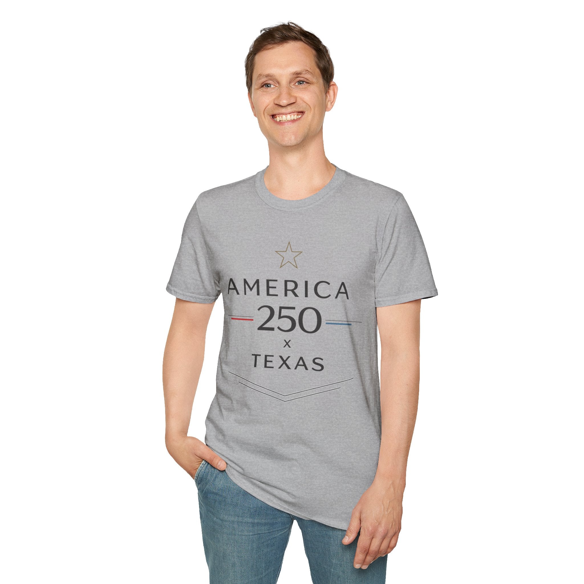America 250 Texas T-Shirt — Minimalist Patriotic Texas Graphic Tee