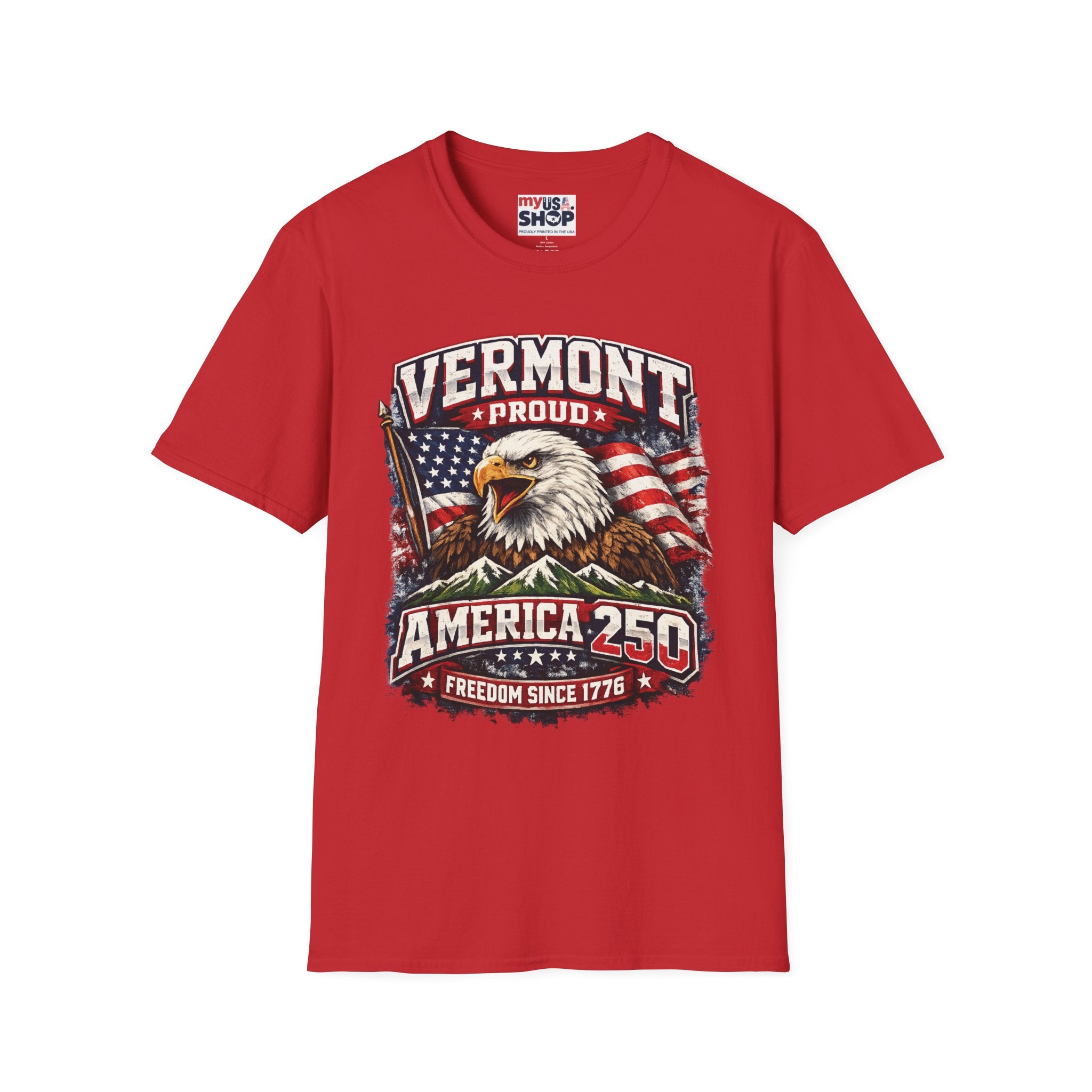 America 250 x Vermont Proud T-Shirt — Eagle Flag Design