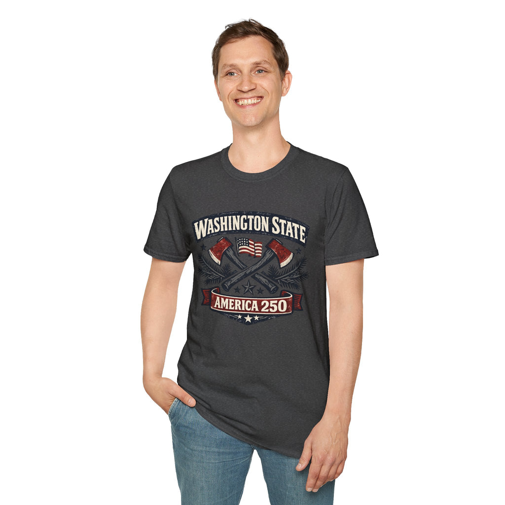 America 250 Washington State T-Shirt —  Axes Retro Graphic Tee