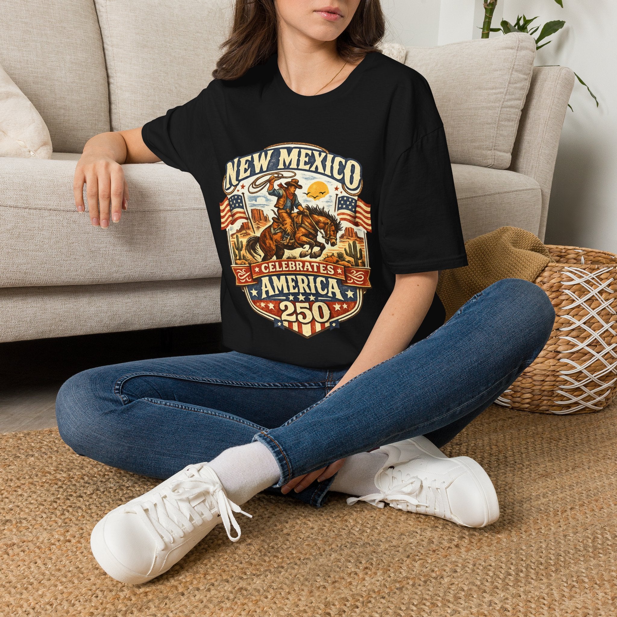 America 250 New Mexico Cowboy Rodeo T-Shirt — Vintage Western Tee