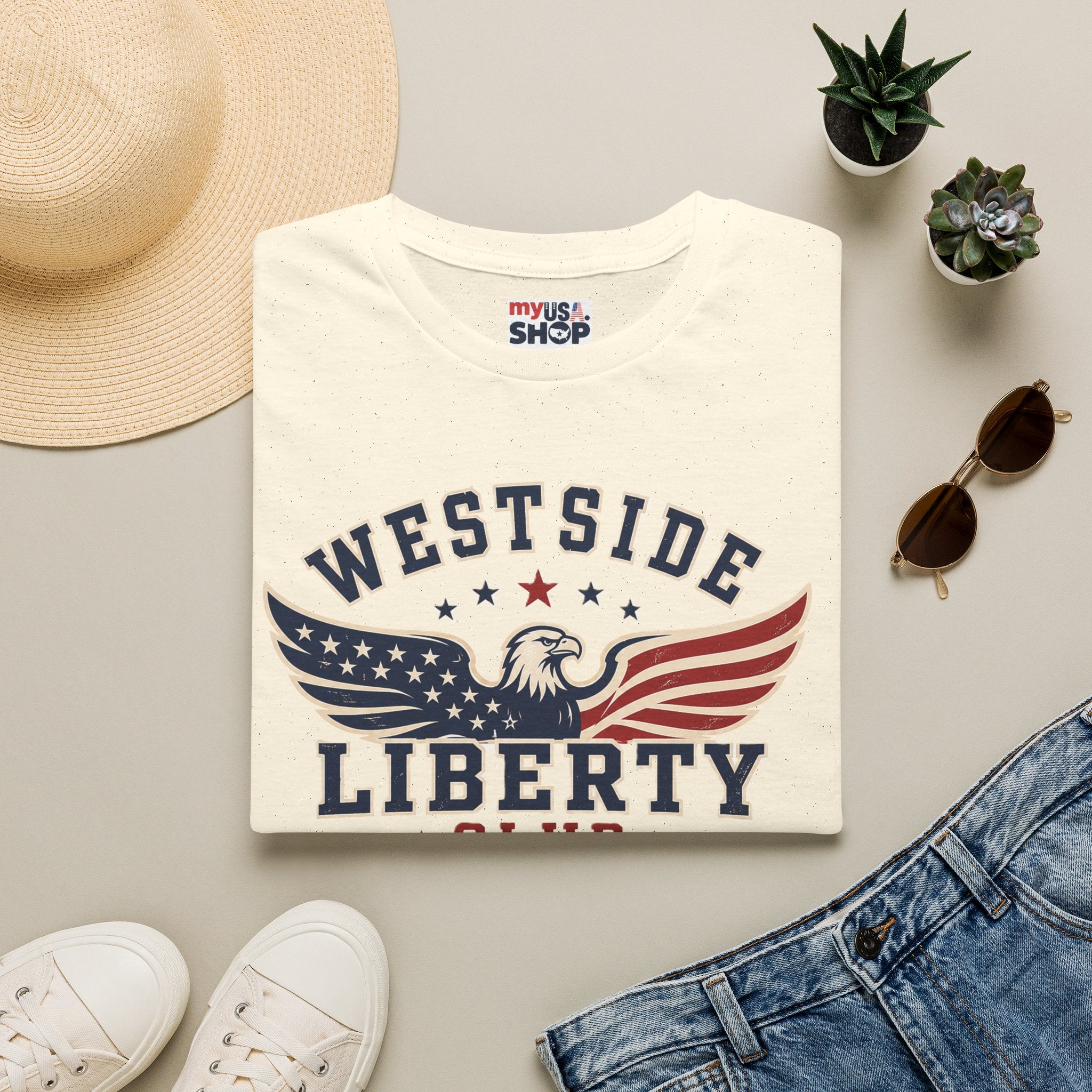 Westside Liberty Club T-Shirt — Patriotic Eagle America 250 Graphic Tee