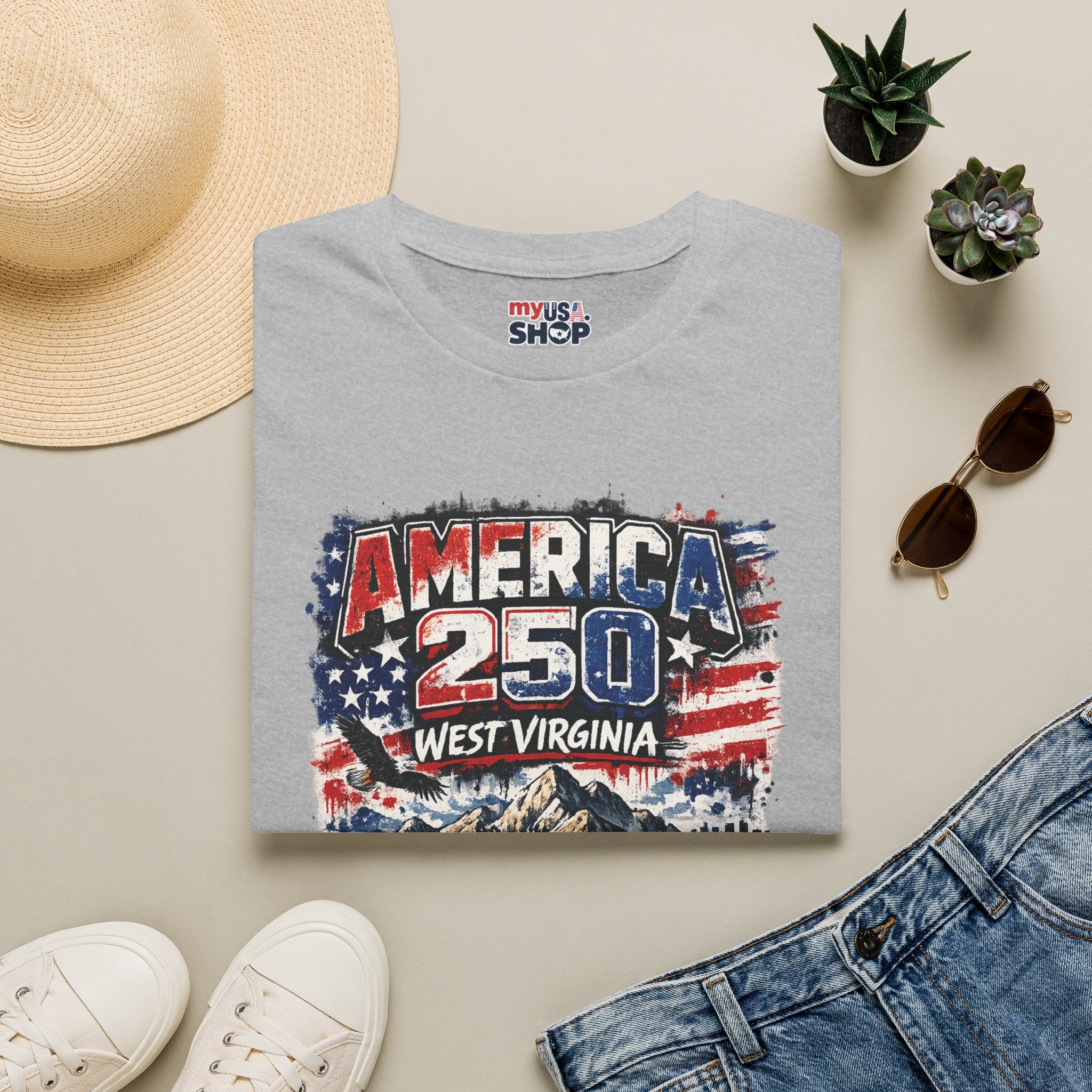 America 250 West Virginia Vintage Flag Commemorative Tee