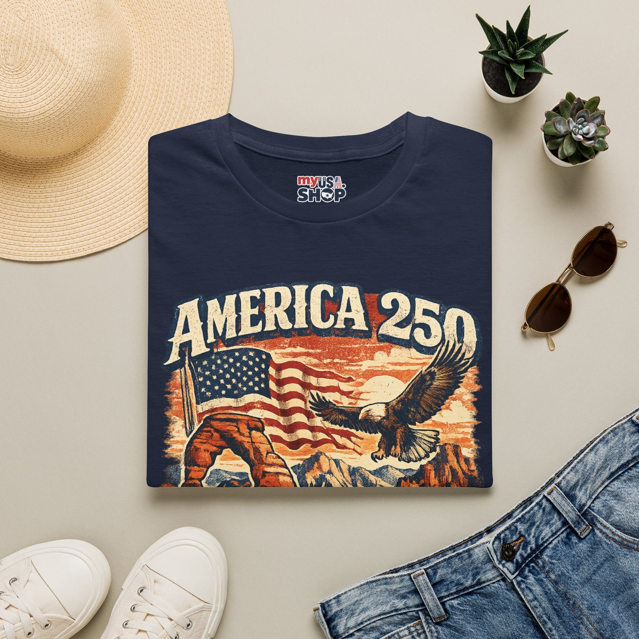 America 250 Utah Shirt — Patriotic Desert Eagle Graphic Tee