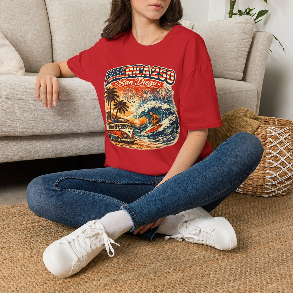America 250 San Diego California Vintage Surf Tee