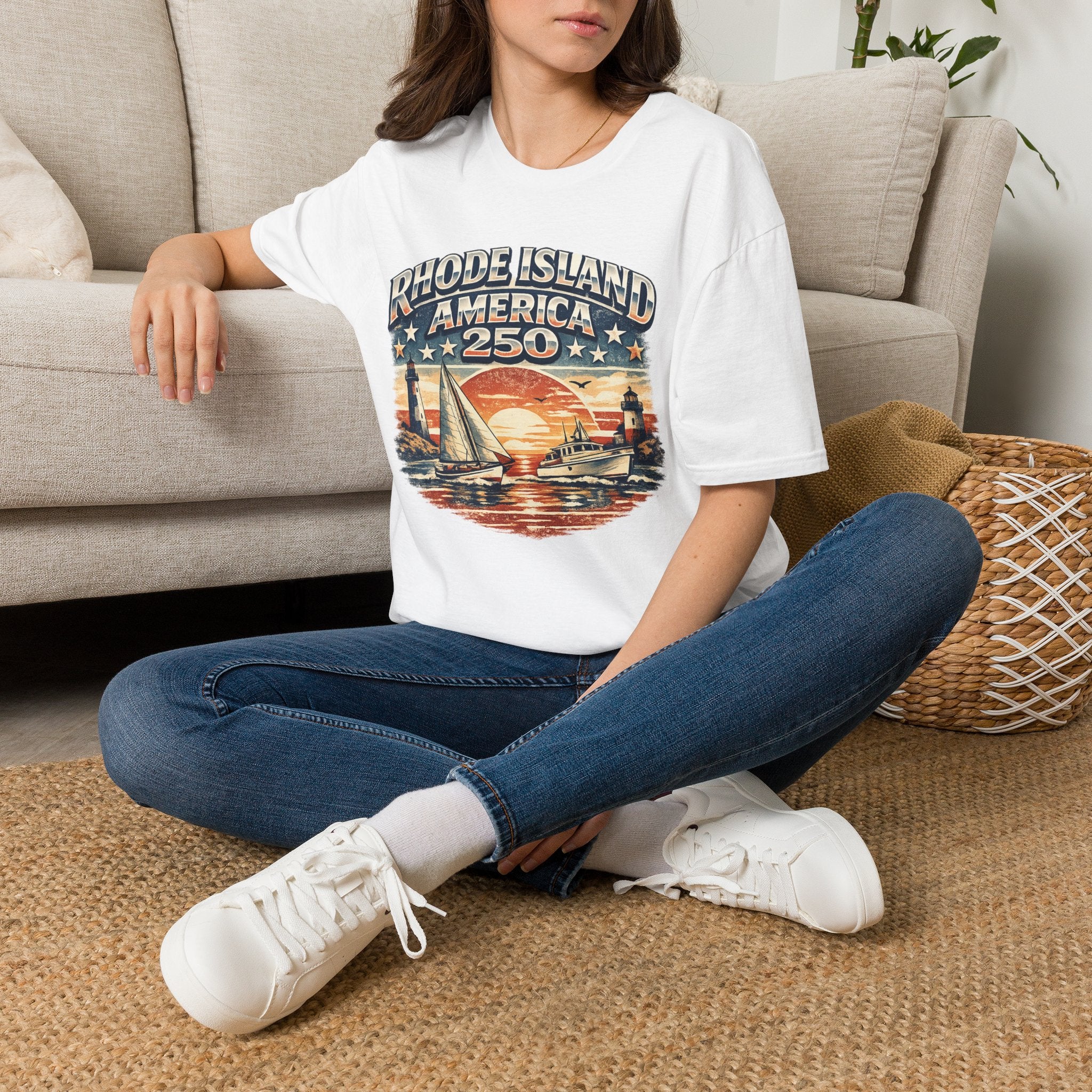 Rhode Island America 250 Shirt — Nautical Sunset Sailing Tee