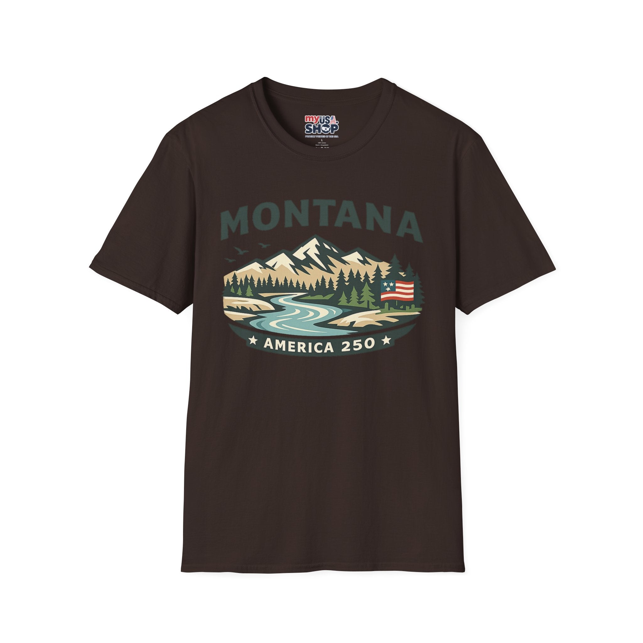 America 250 x Montana Mountain Scenic T-Shirt — Retro Nature Design