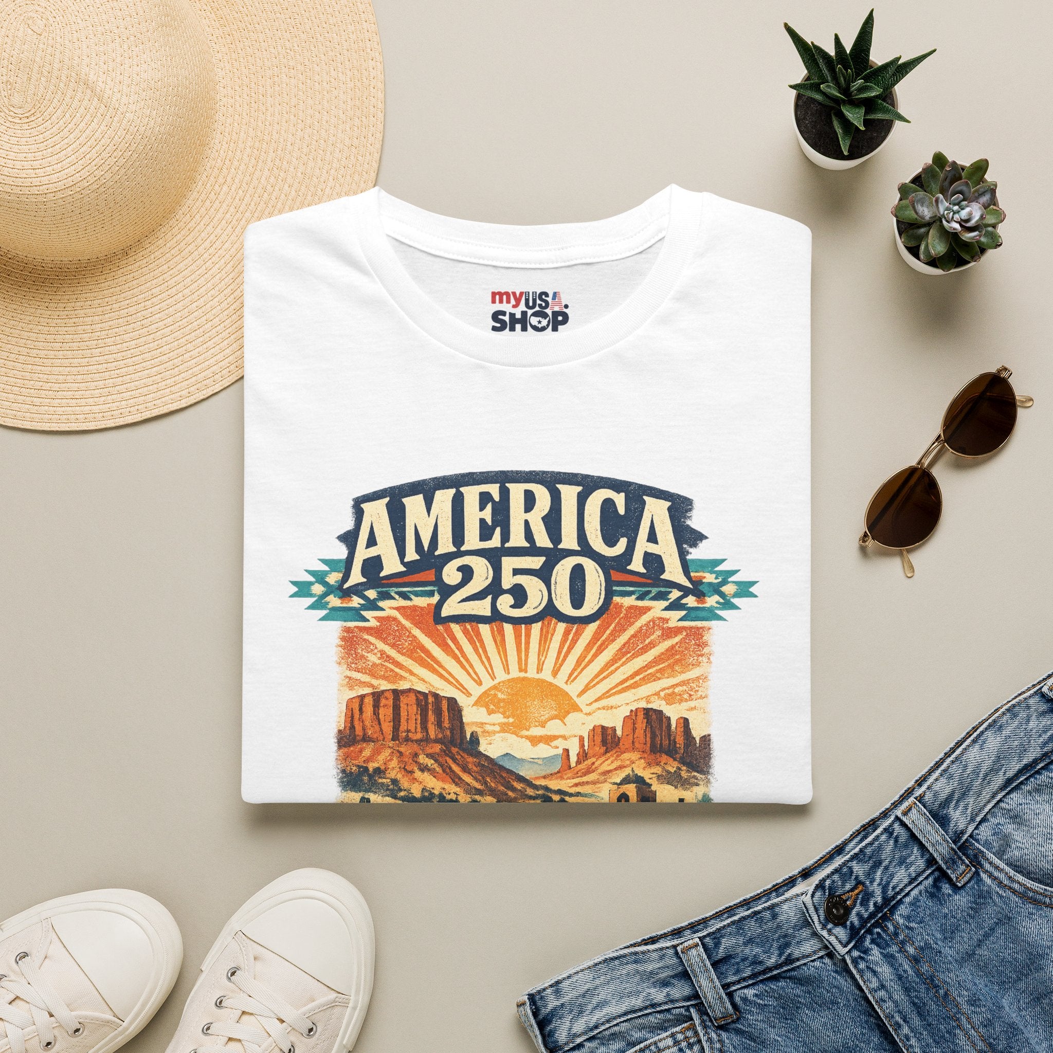 America 250 x New Mexico — Vintage Desert Sunset