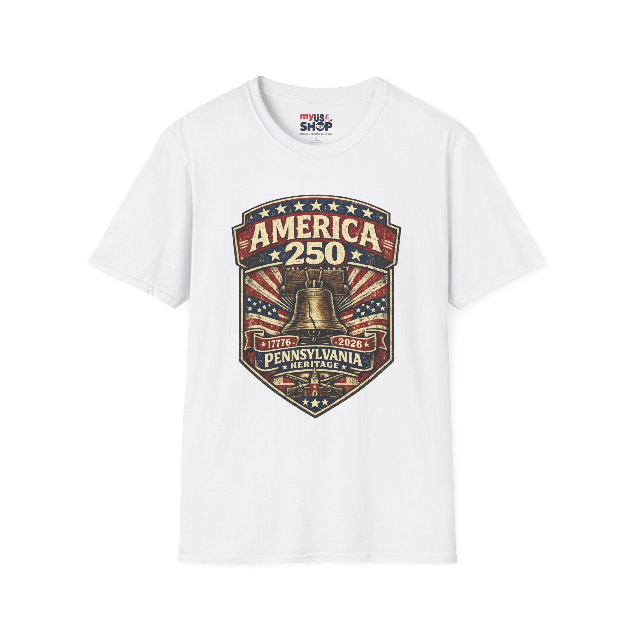Pennsylvania America 250 Shirt — Vintage Liberty Bell Heritage Crest Tee