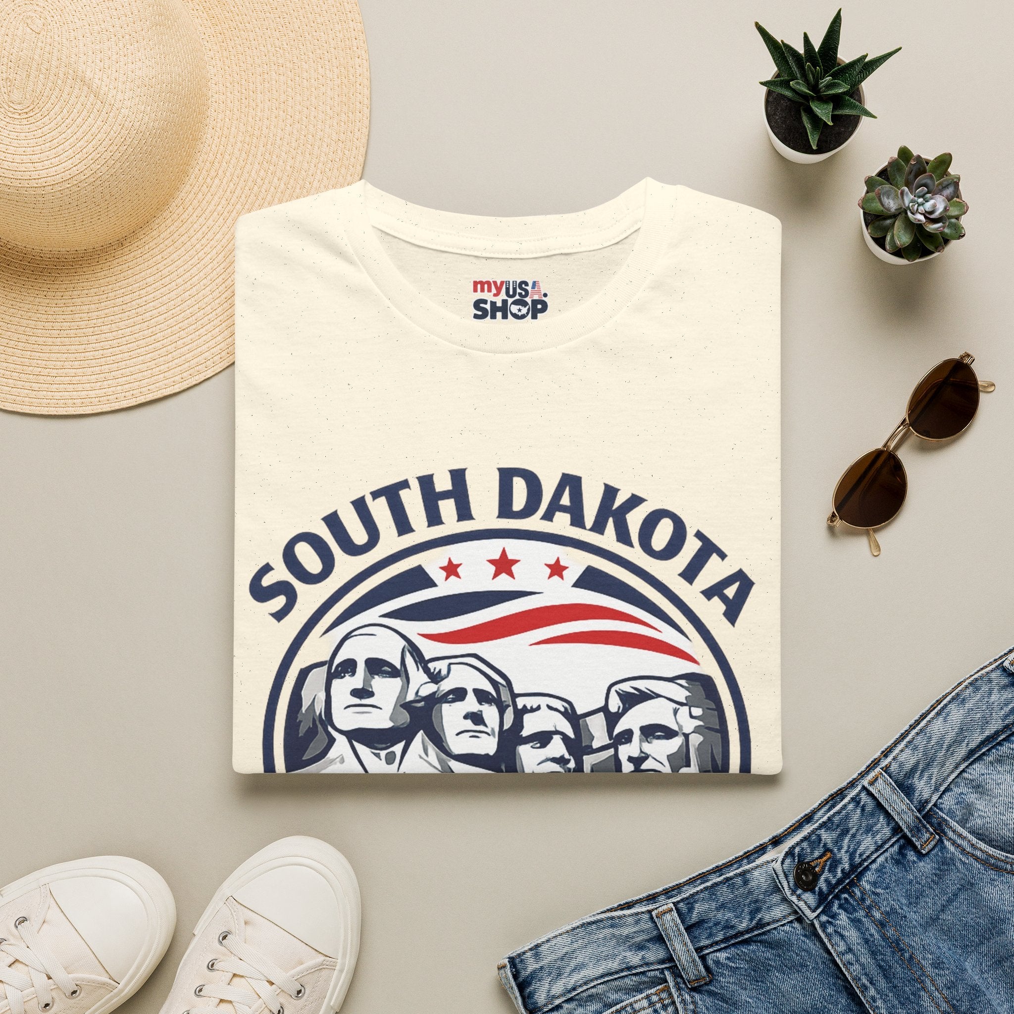 America 250 South Dakota T-Shirt — Classic Patriotic Badge Graphic Tee