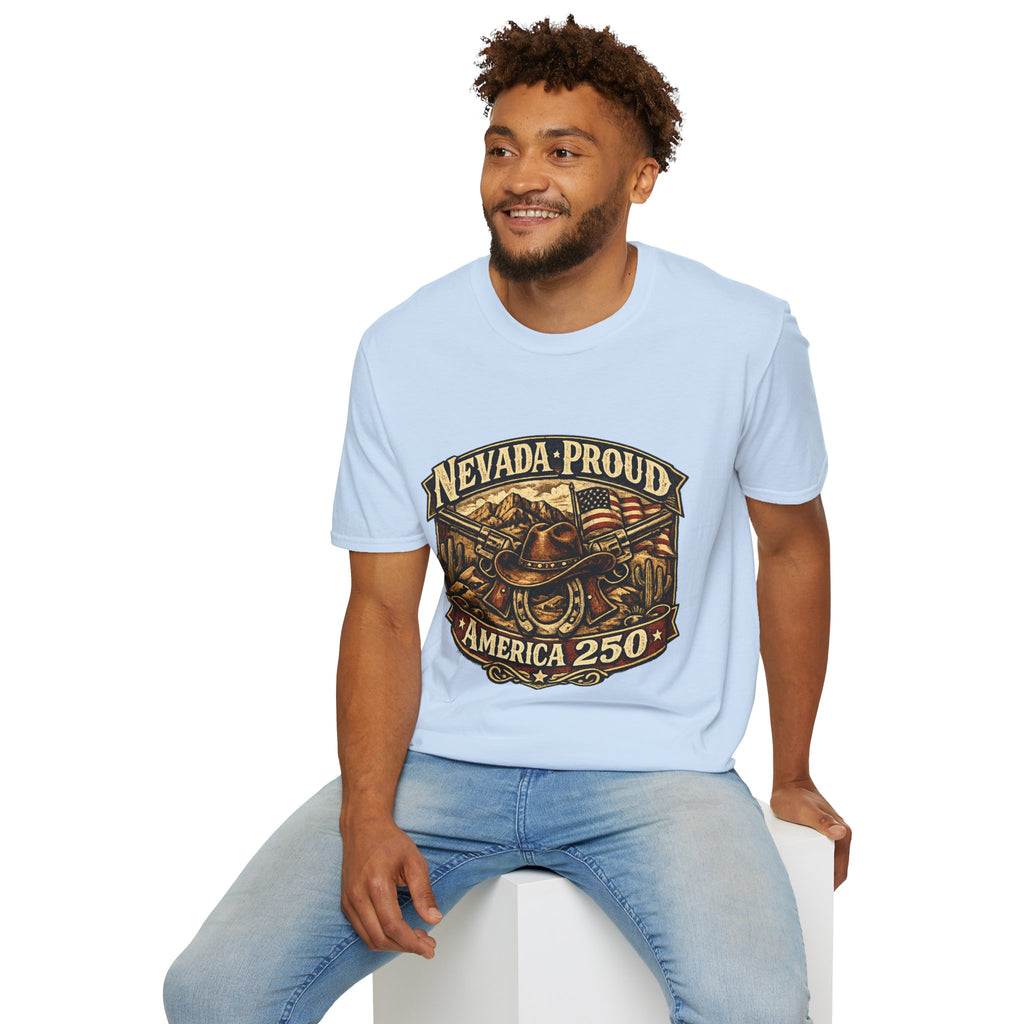 America 250 Nevada Proud T-Shirt — Vintage American Western Design