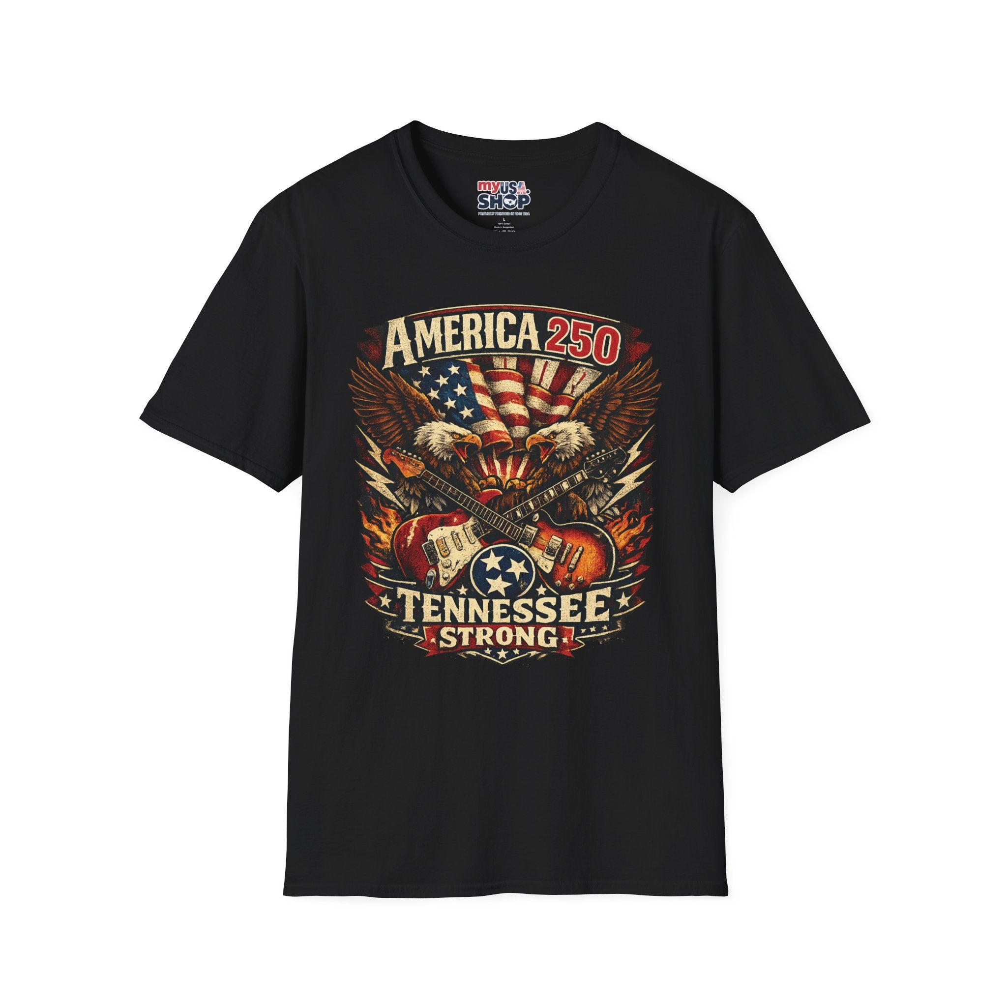 America 250 Tennessee Shirt — Tennessee Strong Patriotic Music Graphic Tee