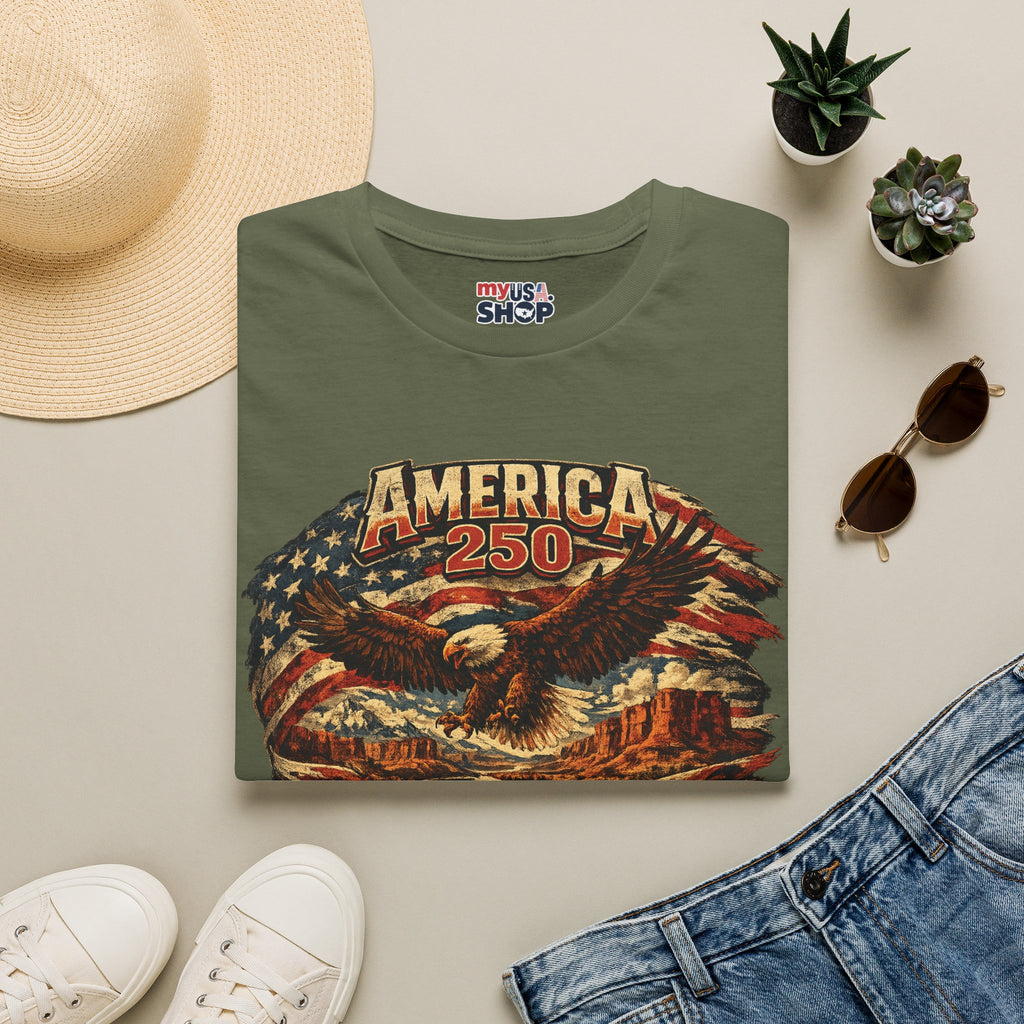 America 250 Utah State Shirt — Heritage Eagle Patriotic Graphic Tee