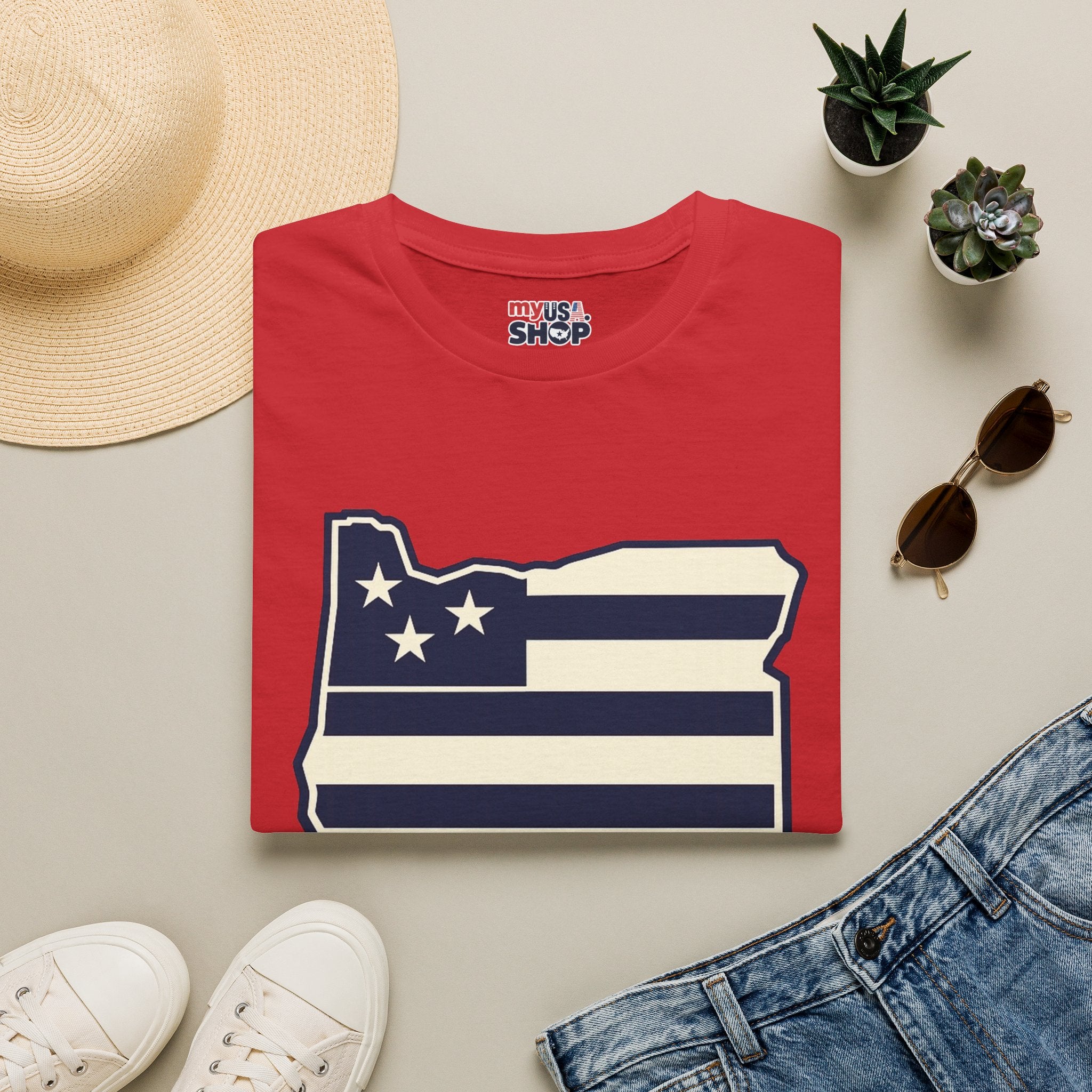 America 250 Oregon Shirt — Minimal Oregon State Flag Graphic Tee
