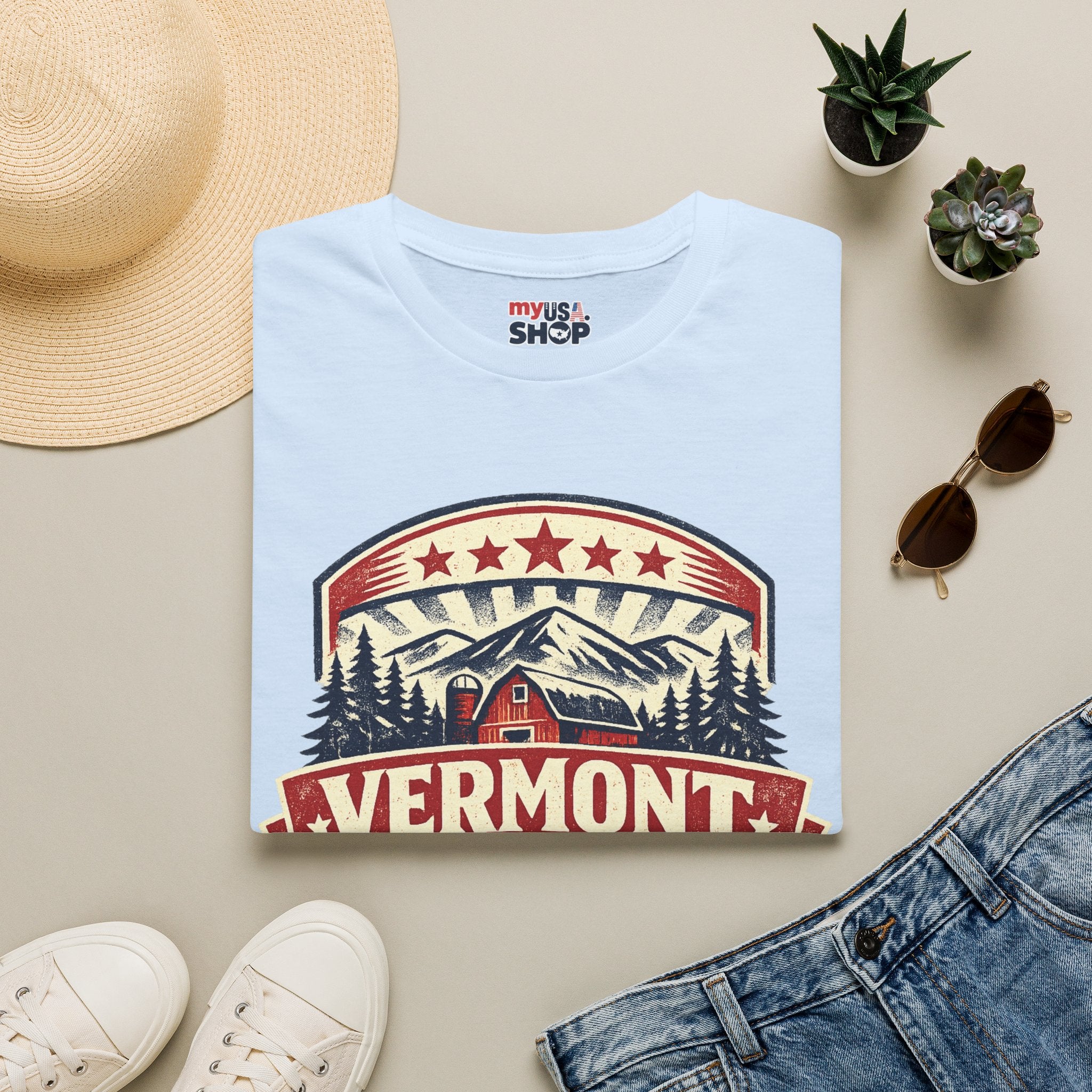 America 250 – Vermont 1776–2026 Mountain Heritage Vintage Tee Design