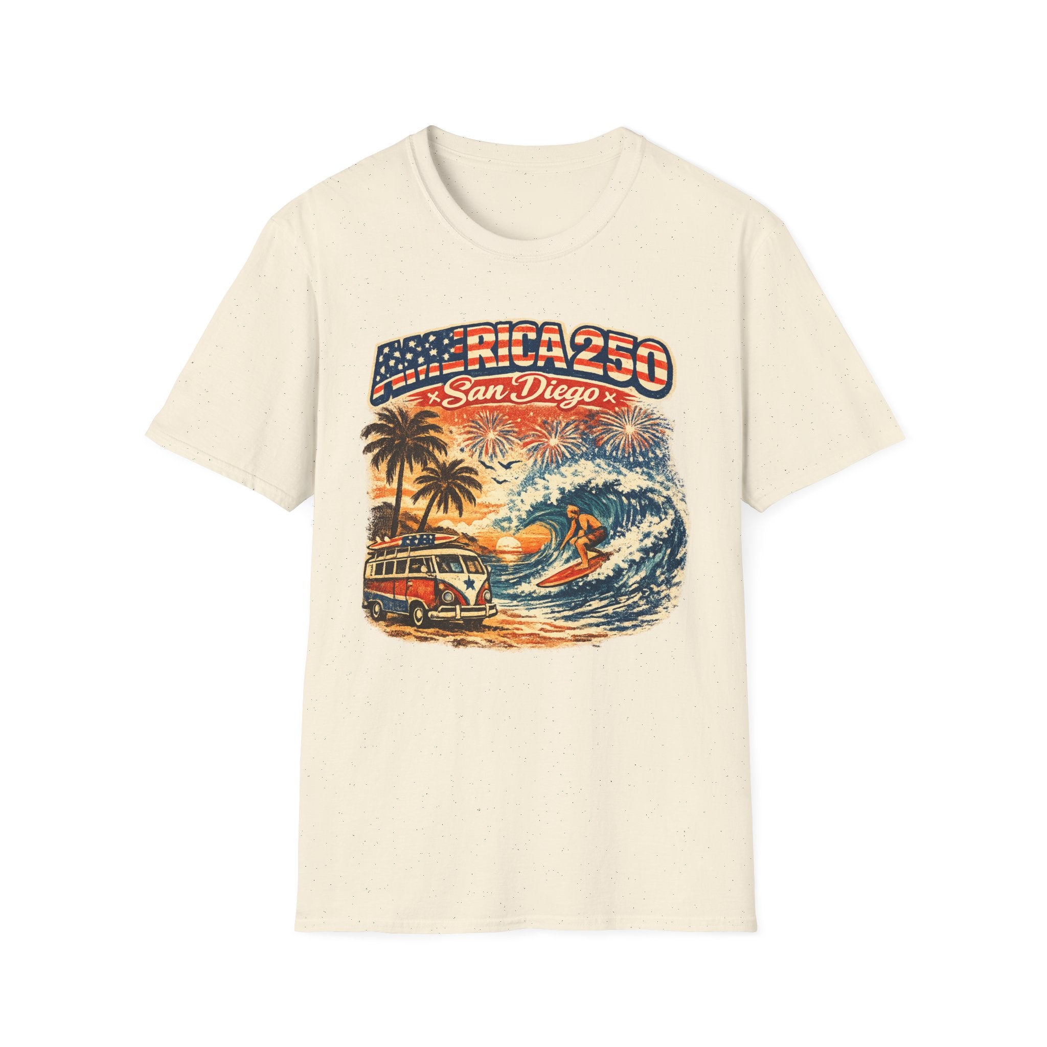 America 250 San Diego California Vintage Surf Tee