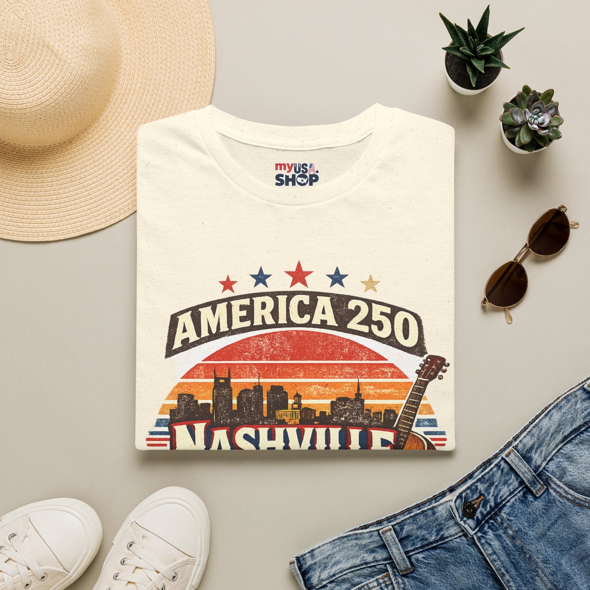 America 250 Nashville Tennessee T-Shirt — Patriotic Music City Graphic Tee