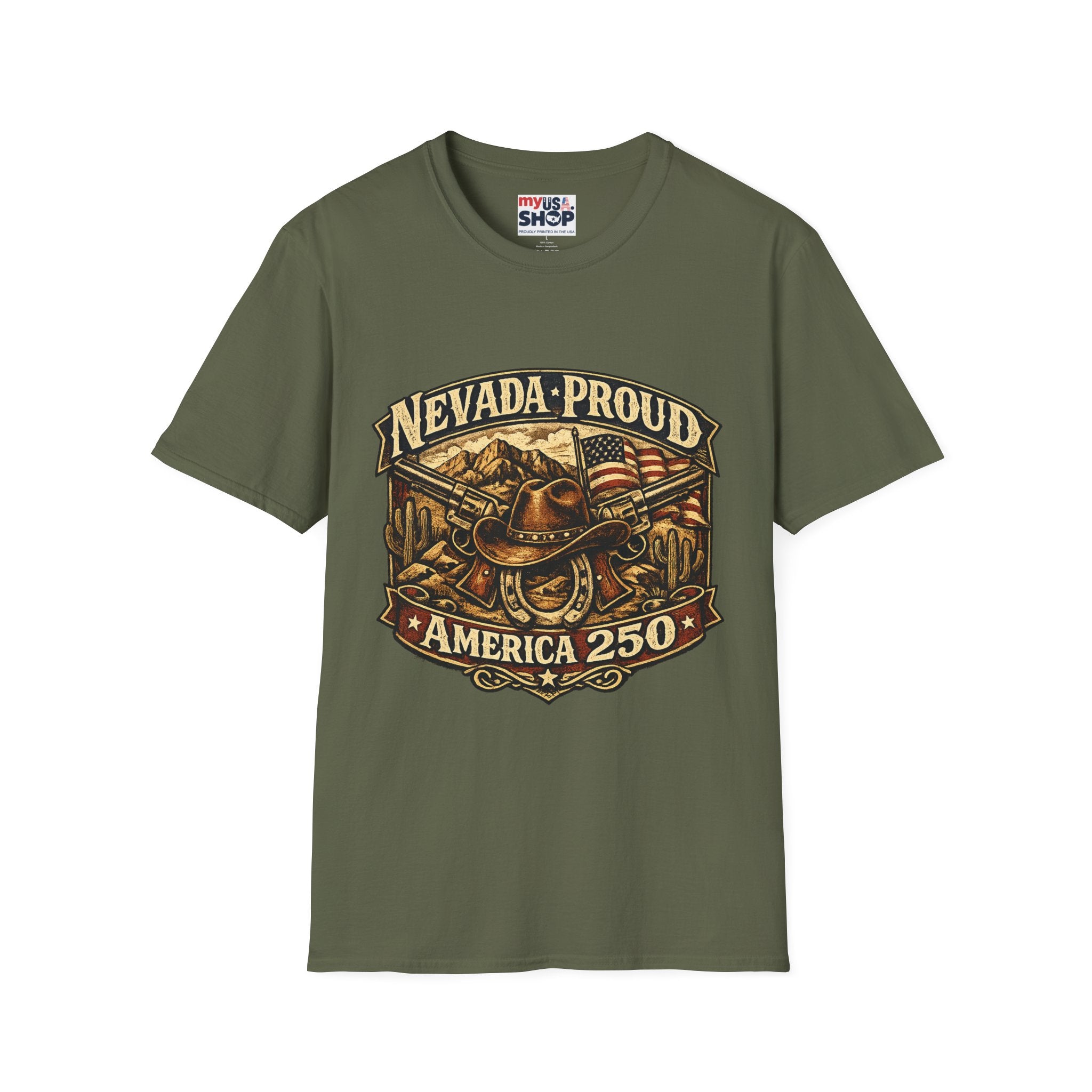 America 250 Nevada Proud T-Shirt — Vintage American Western Design