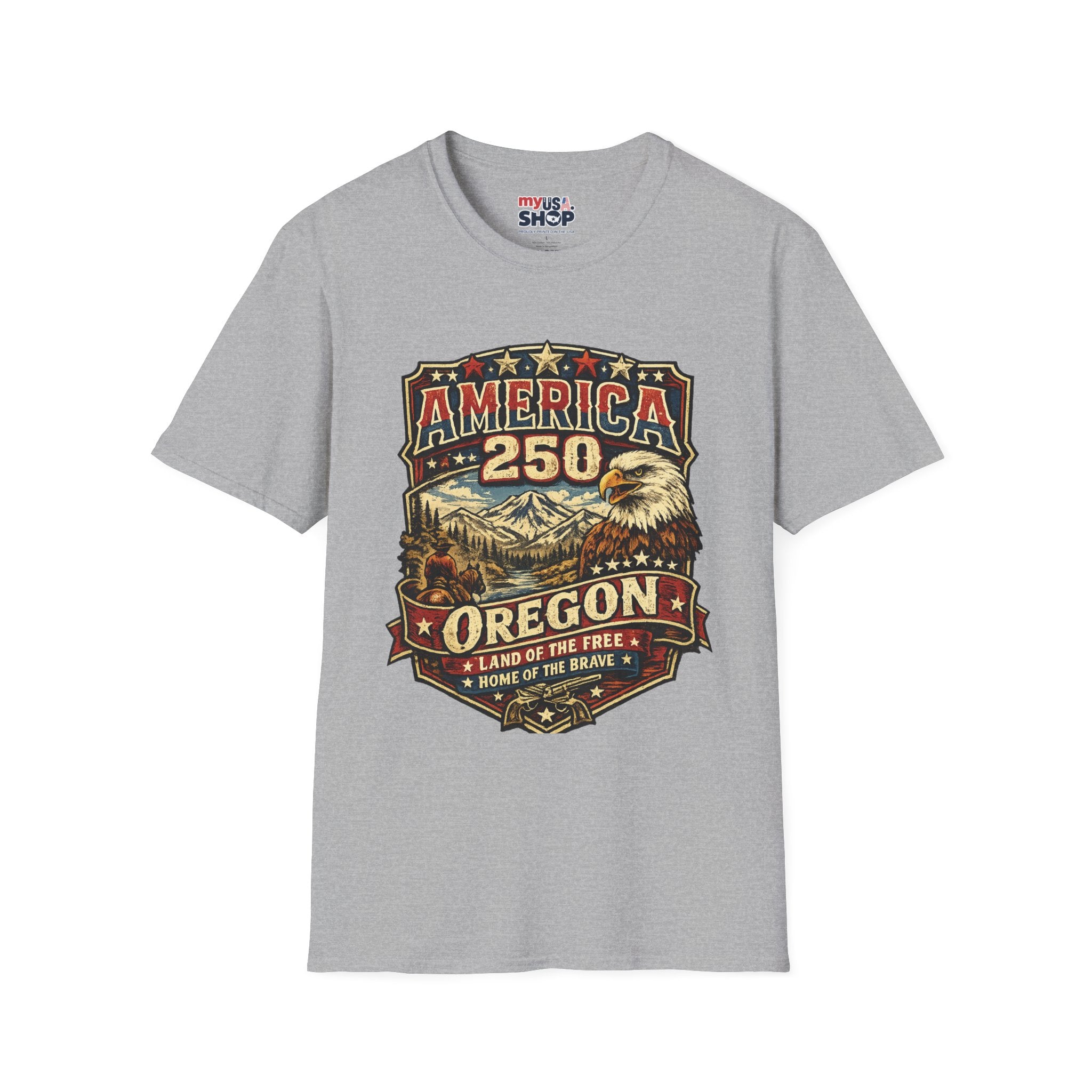 America 250 Oregon  Shirt — Heritage Eagle Americana Crest Tee