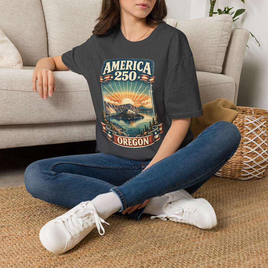 Oregon America 250 Shirt — Crater Lake Sunset Vintage Tee