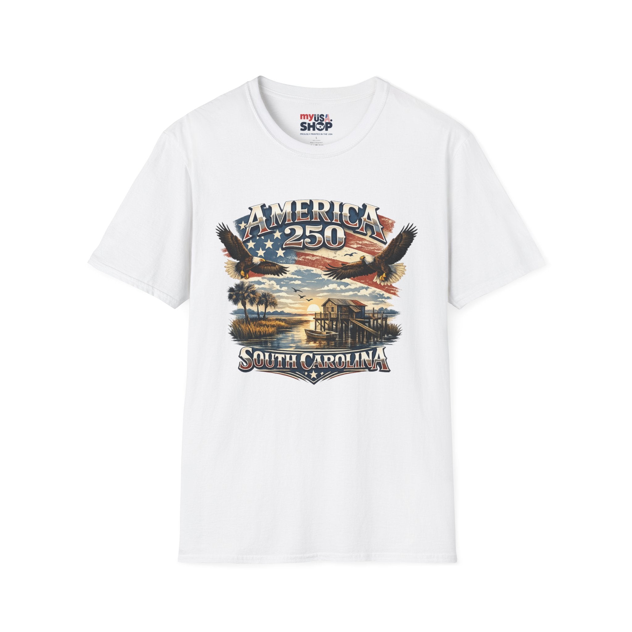 America 250 T-Shirt — South Carolina Patriotic Bald Eagles & Flag Graphic