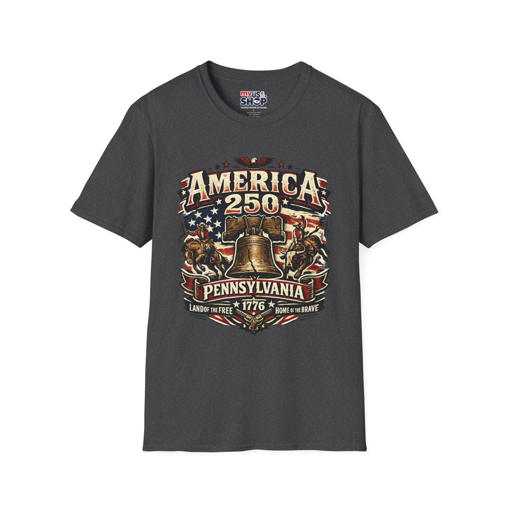America 250 Pennsylvania TShirt — Western Rodeo Liberty Bell Graphic Tee