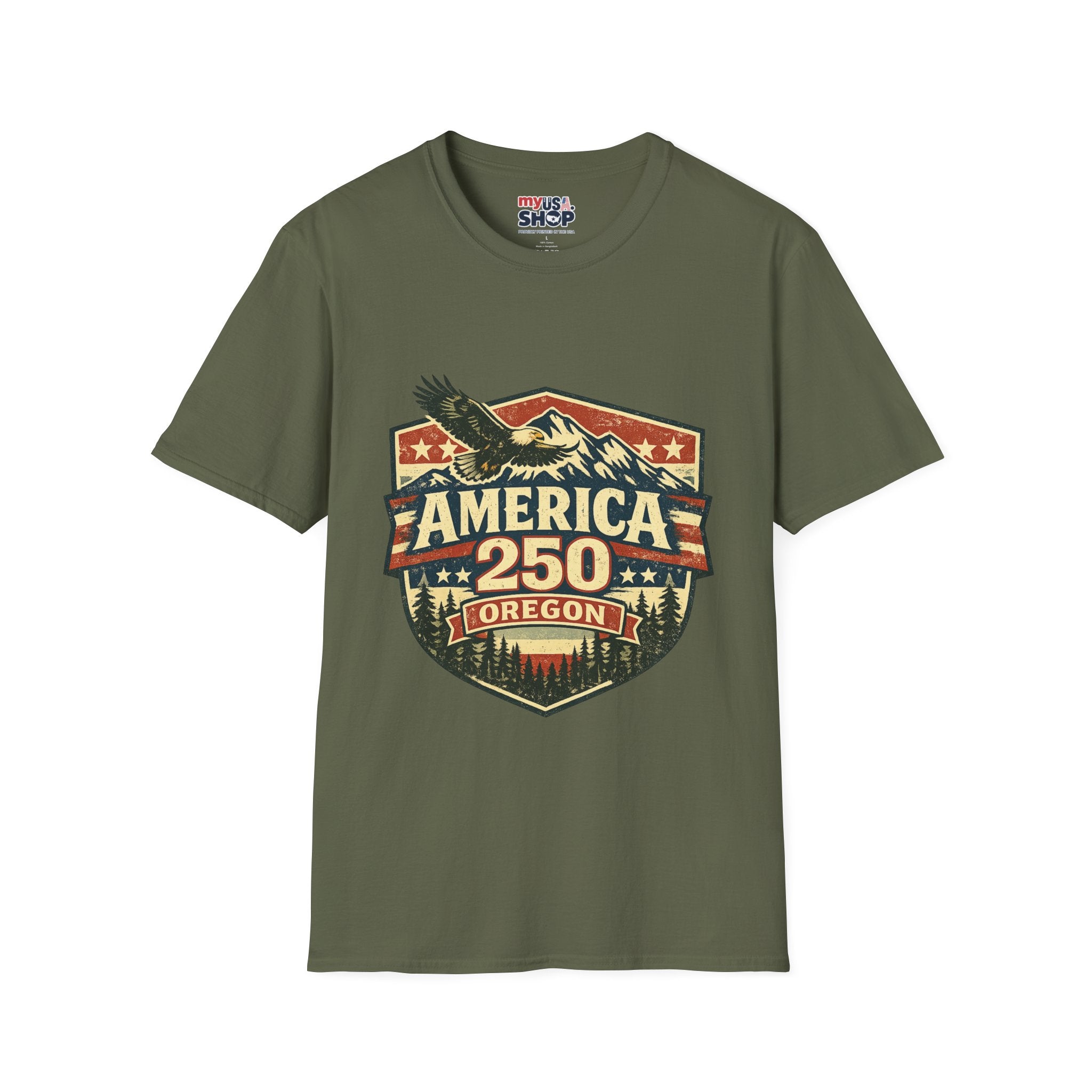 America 250 Shirt —Oregon  Mountain Eagle Wilderness Badge Tee