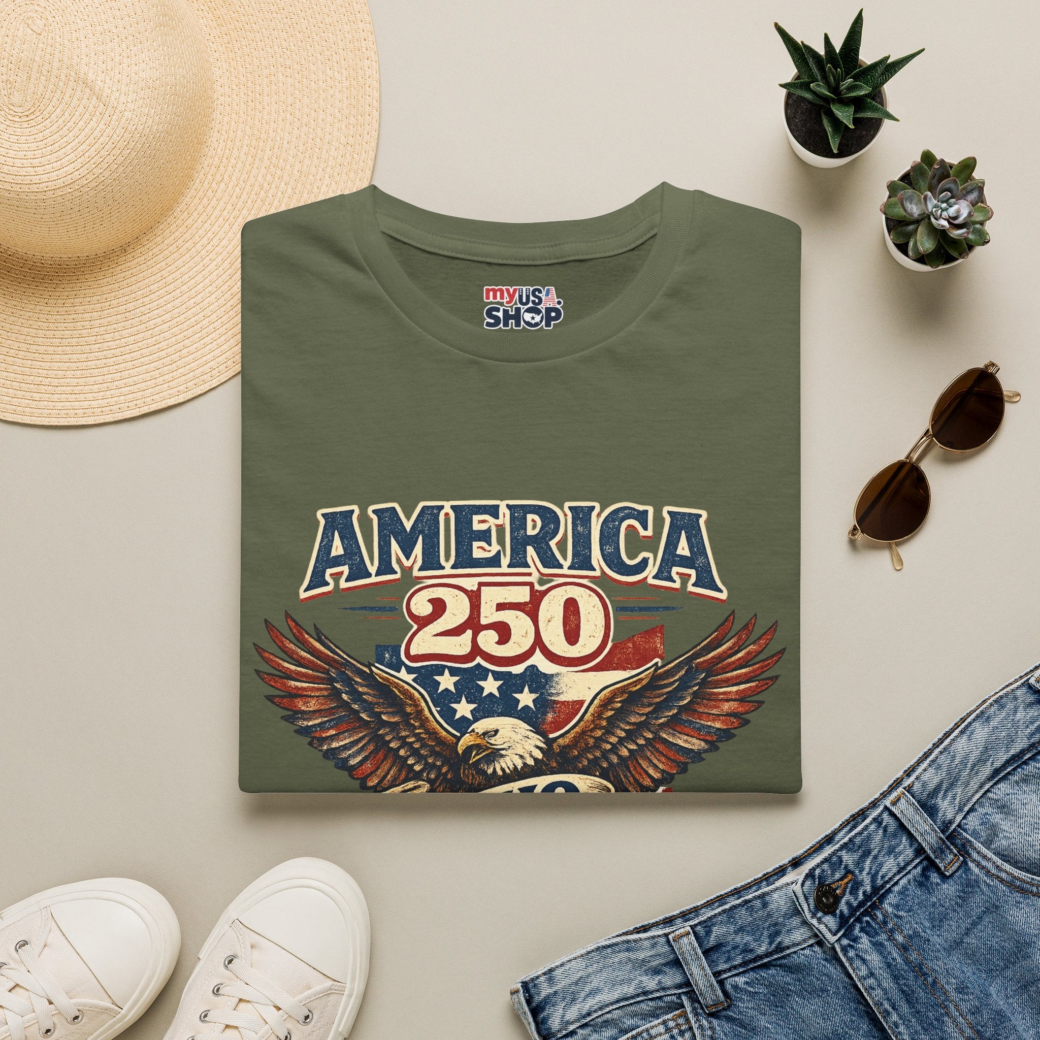 America 250 – Ohio Eagle Ribbon 1776–2026 Vintage Tee Desig