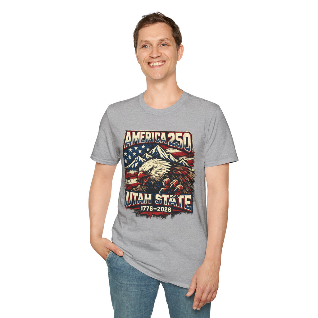 America 250 Utah State T-Shirt — Patriotic Eagle Mountain Graphic Tee