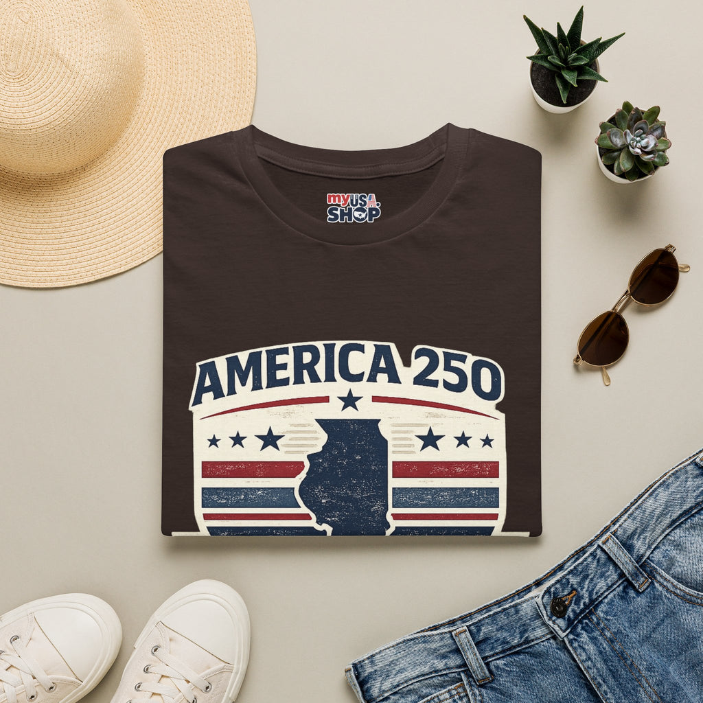 America 250 Illinois T-Shirt — 1776–2026 Bicentennial USA State Pride Tee
