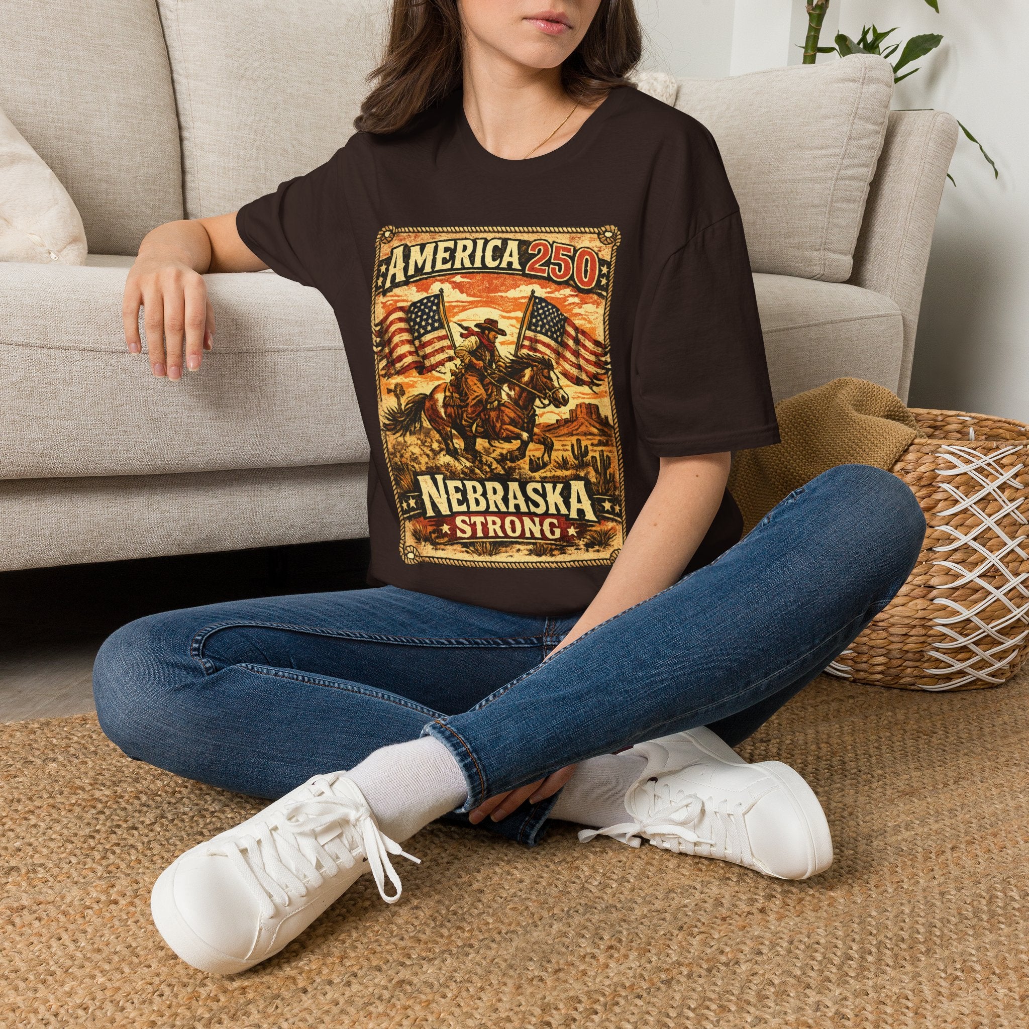 America 250 Nebraska Strong T-Shirt — Patriotic Centennial Retro Tee