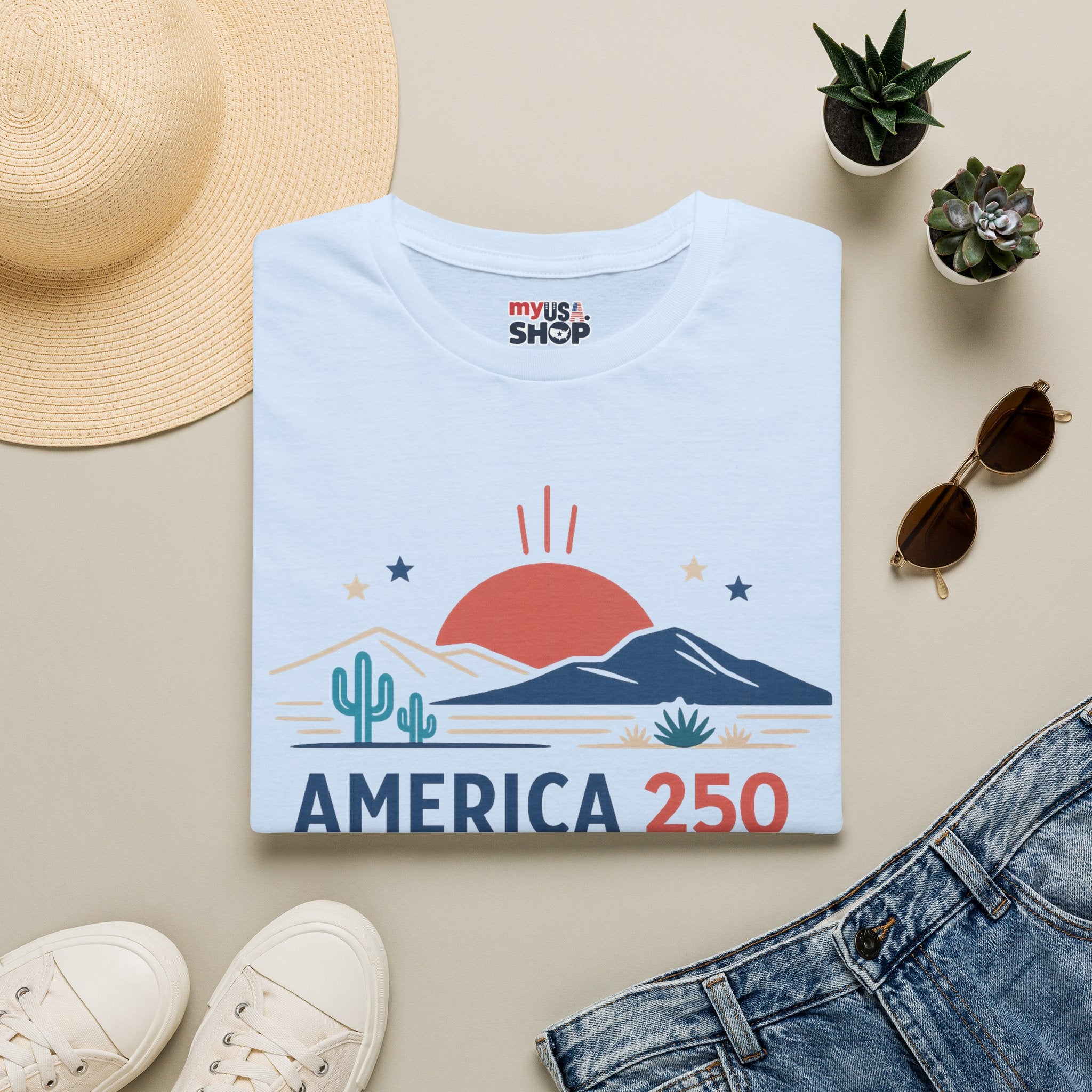 America 250 T-Shirt — New Mexico Desert Sunrise Graphic Tee