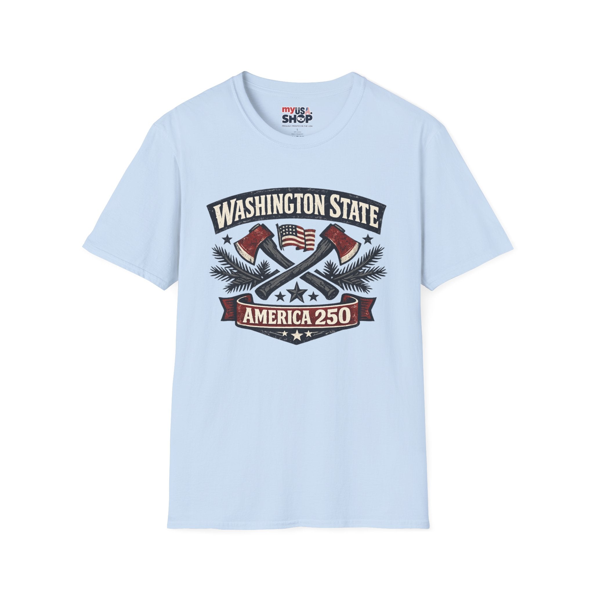 America 250 Washington State T-Shirt —  Axes Retro Graphic Tee