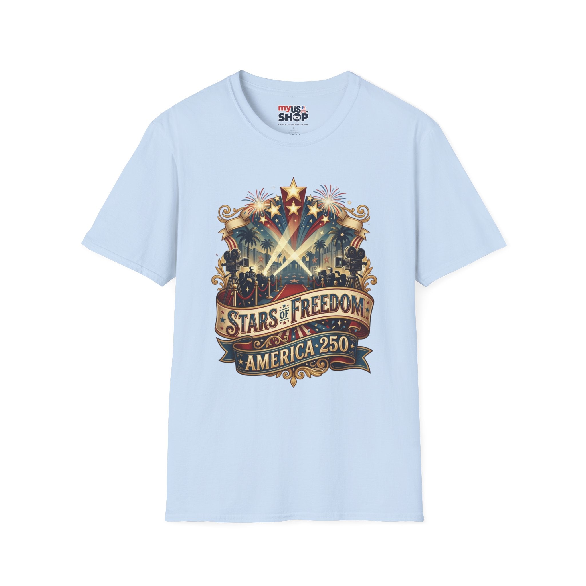 Stars of Freedom T‑Shirt — America 250 Patriotic Celebration Tee Pop Culture