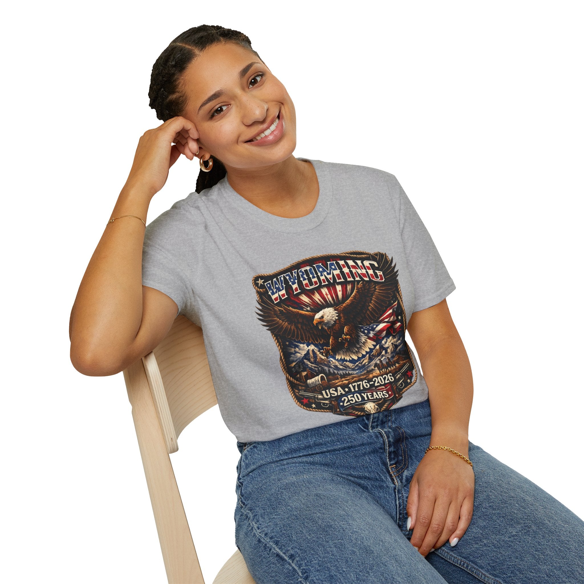Wyoming Eagle T-Shirt — Patriotic America 250th Anniversary Graphic Tee