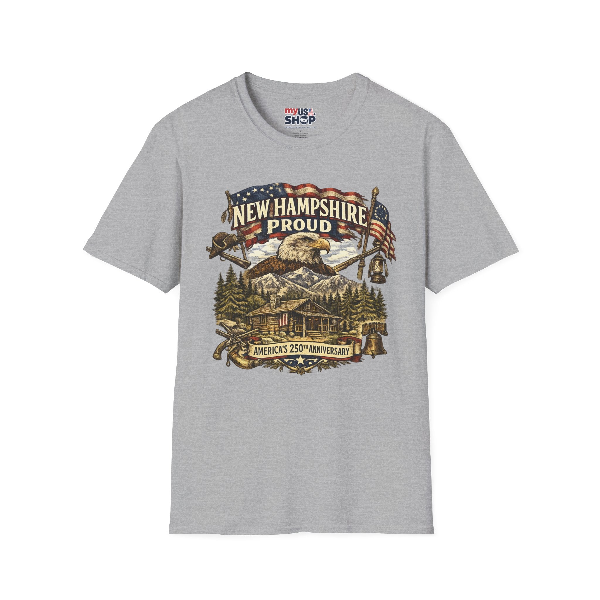 America 250 New Hampshire Proud T-Shirt — Patriotic Eagle State Tee