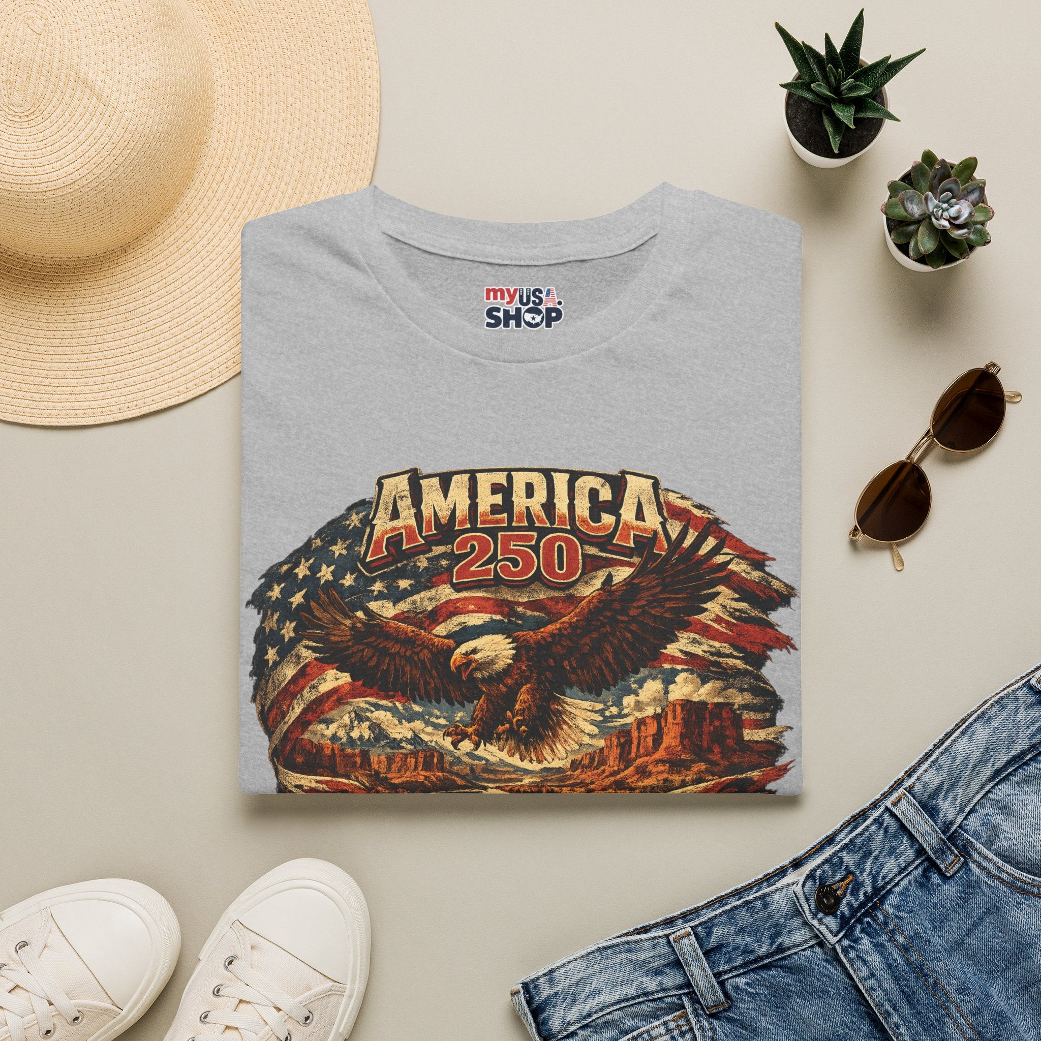 America 250 Utah State Shirt — Heritage Eagle Patriotic Graphic Tee