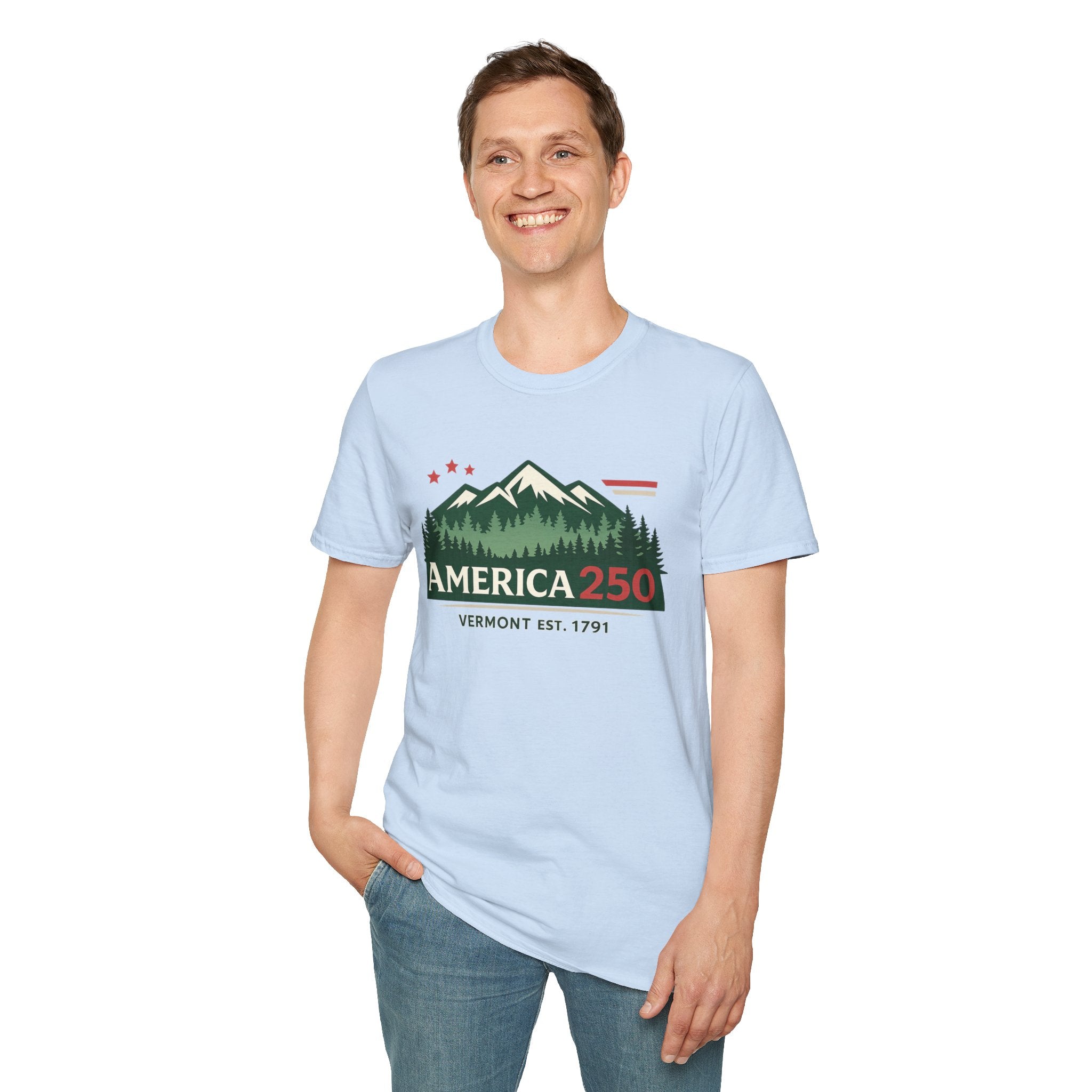 America 250 – Vermont Est. 1791 Mountain Star Vintage Tee Design