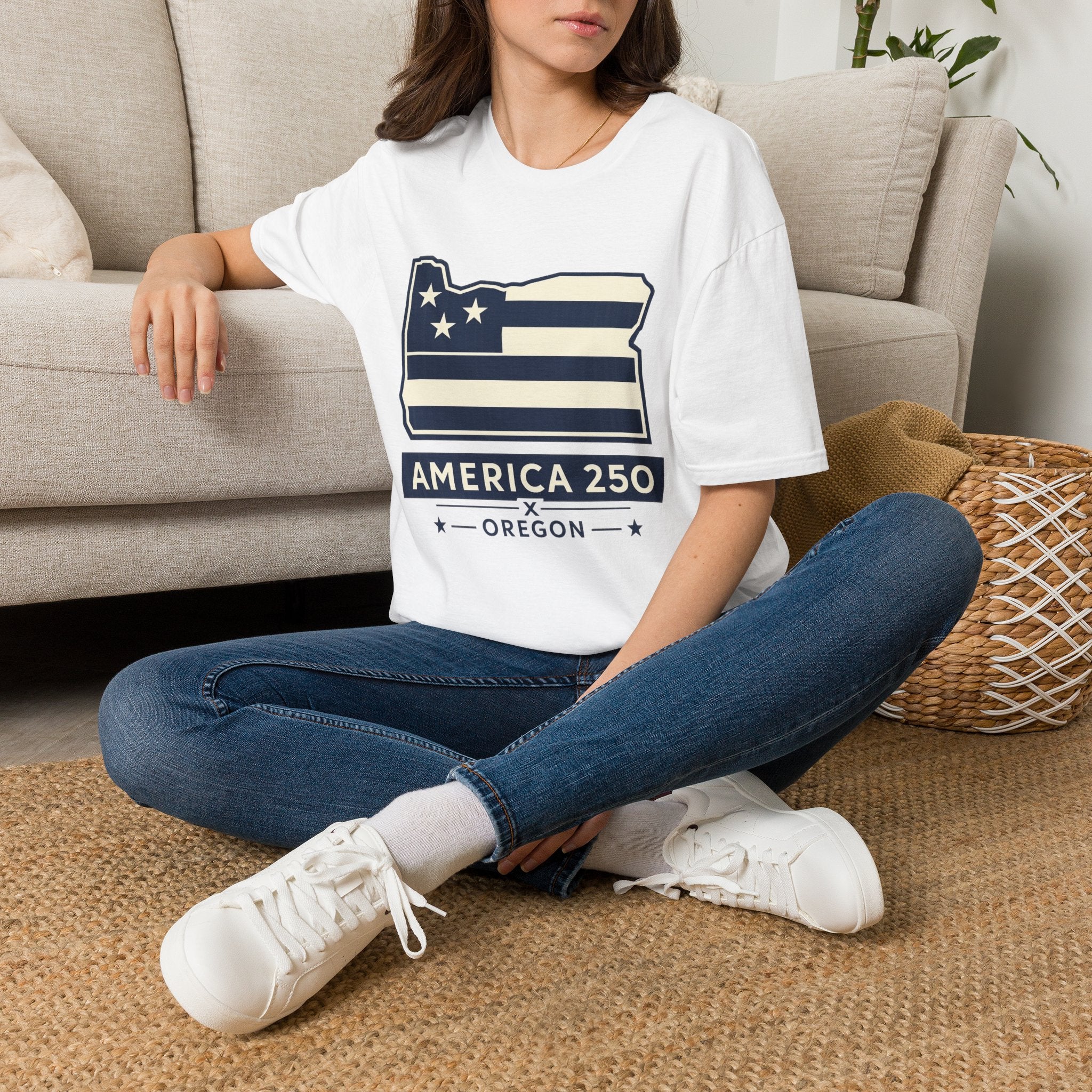 America 250 Oregon Shirt — Minimal Oregon State Flag Graphic Tee