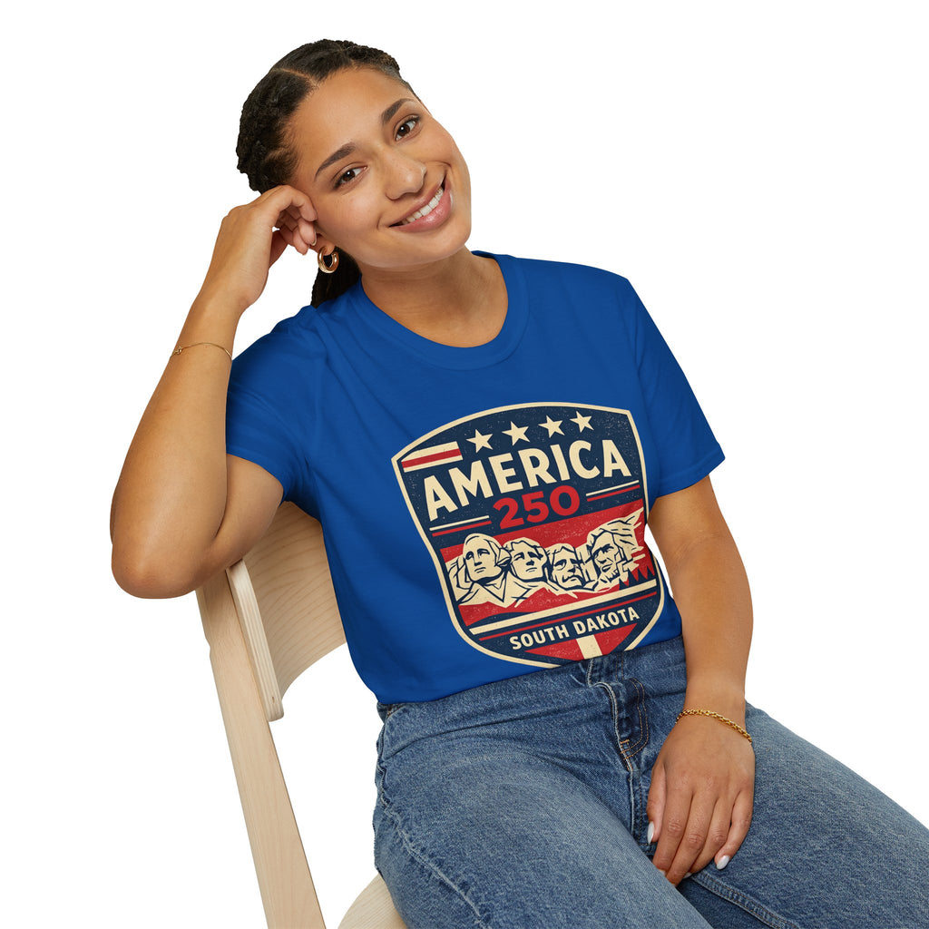 America 250 South Dakota Shirt — Retro Mount Rushmore USA Graphic Tee