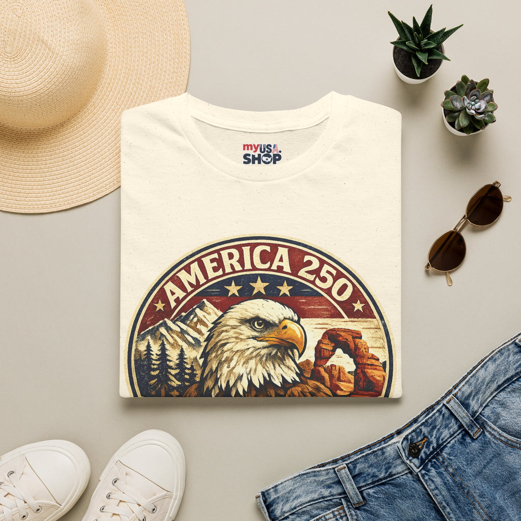 America 250 Utah State Tee — Land of Freedom Eagle Graphic Shirt