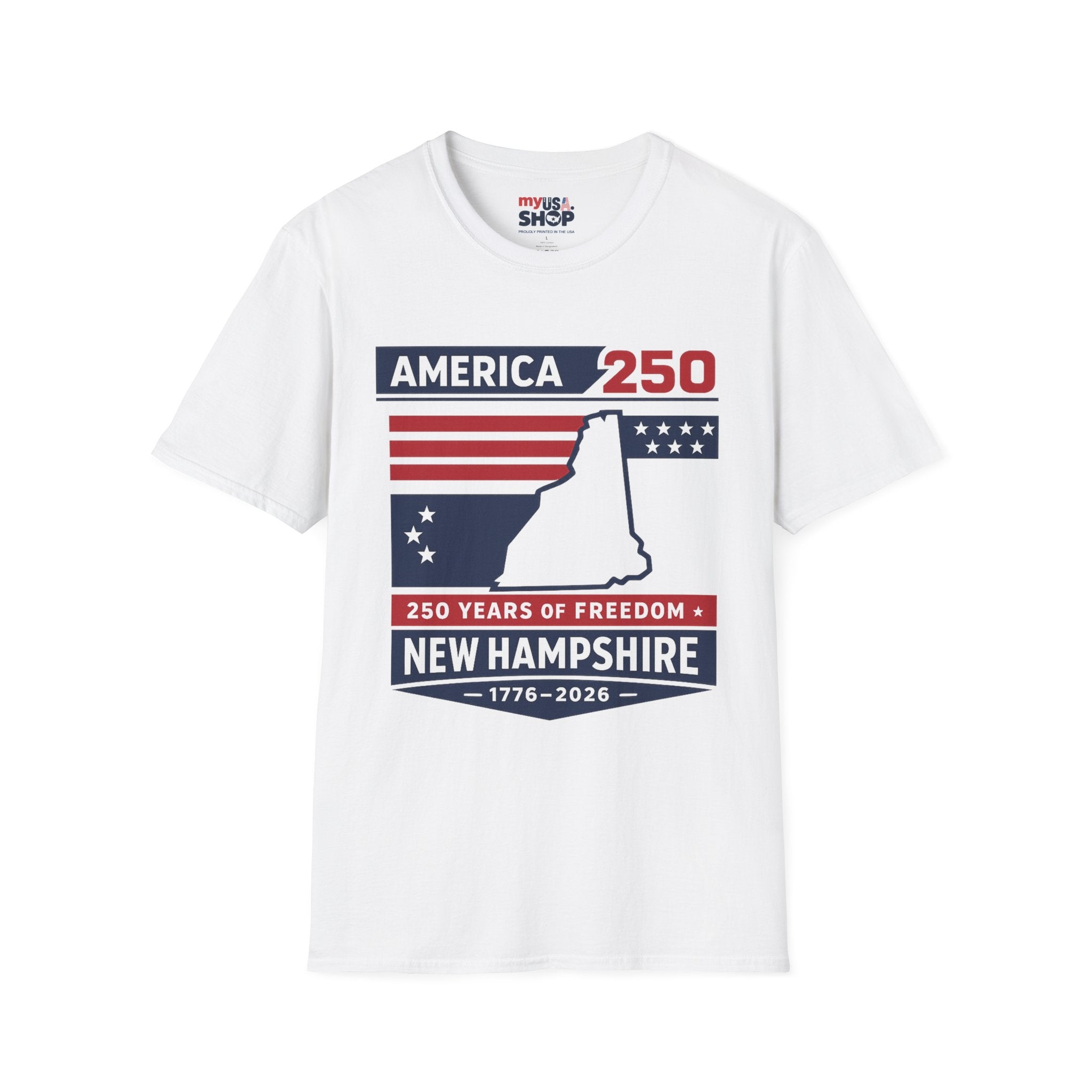 America 250 New Hampshire T-Shirt — 250 Years of Freedom (1776–2026)