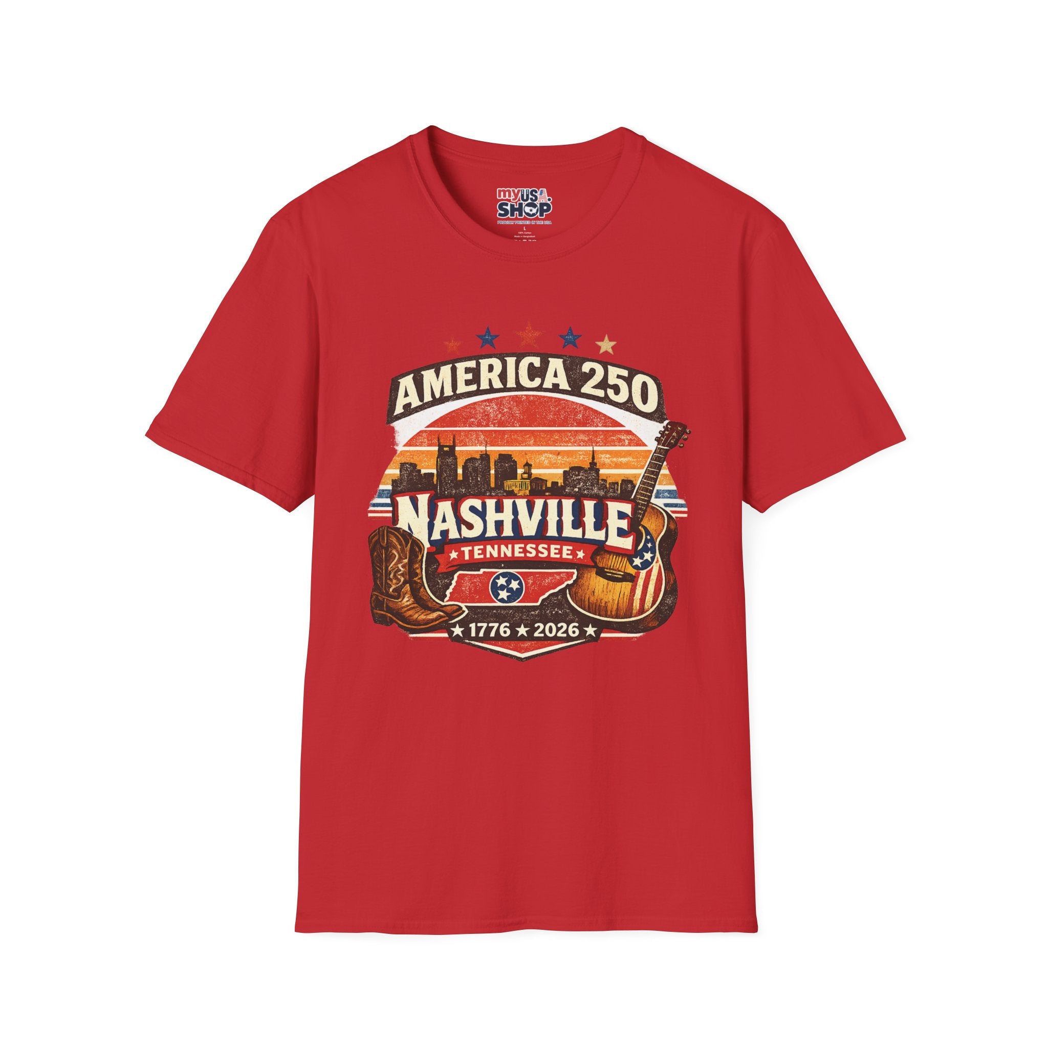 America 250 Nashville Tennessee T-Shirt — Patriotic Music City Graphic Tee