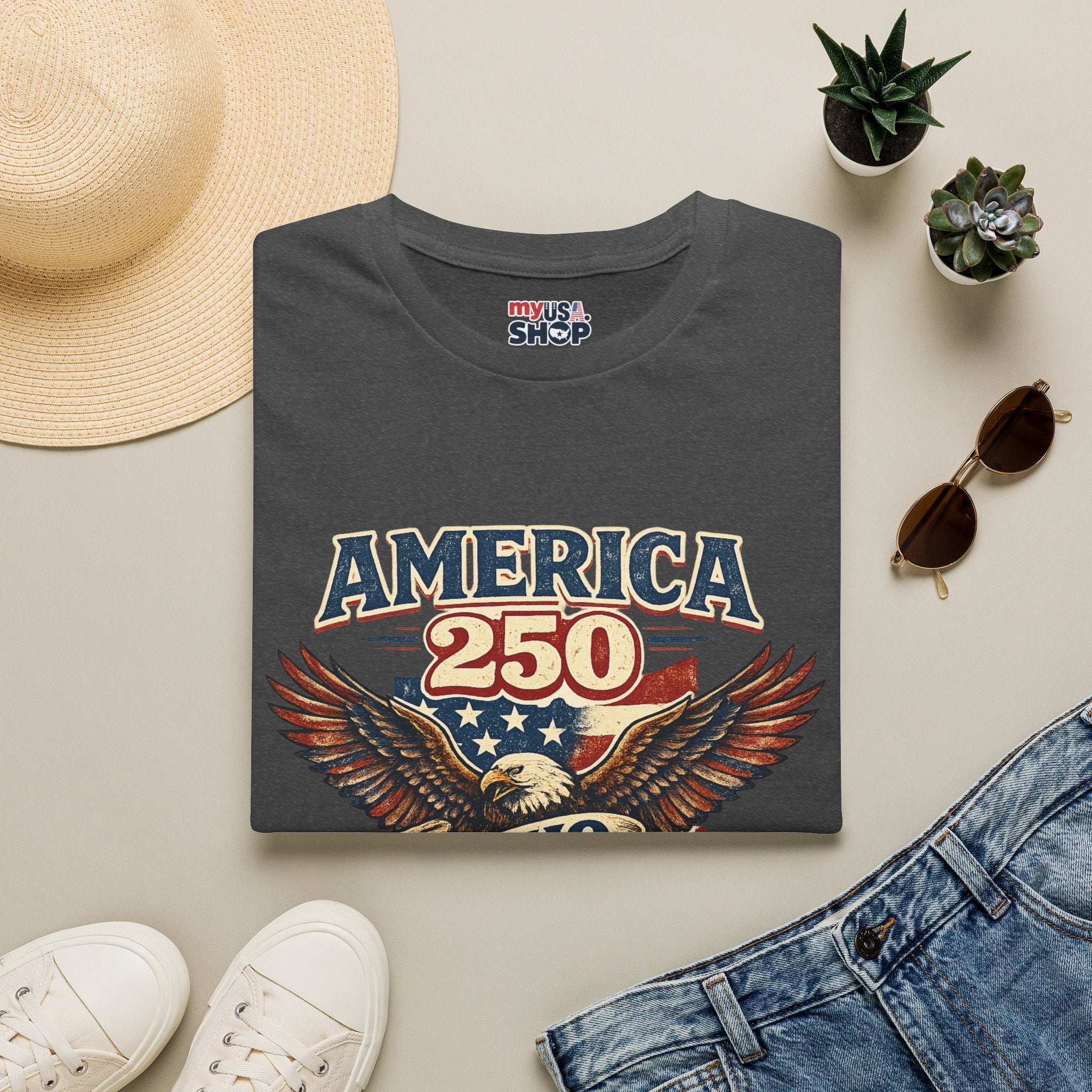 America 250 – Ohio Eagle Ribbon 1776–2026 Vintage Tee Desig